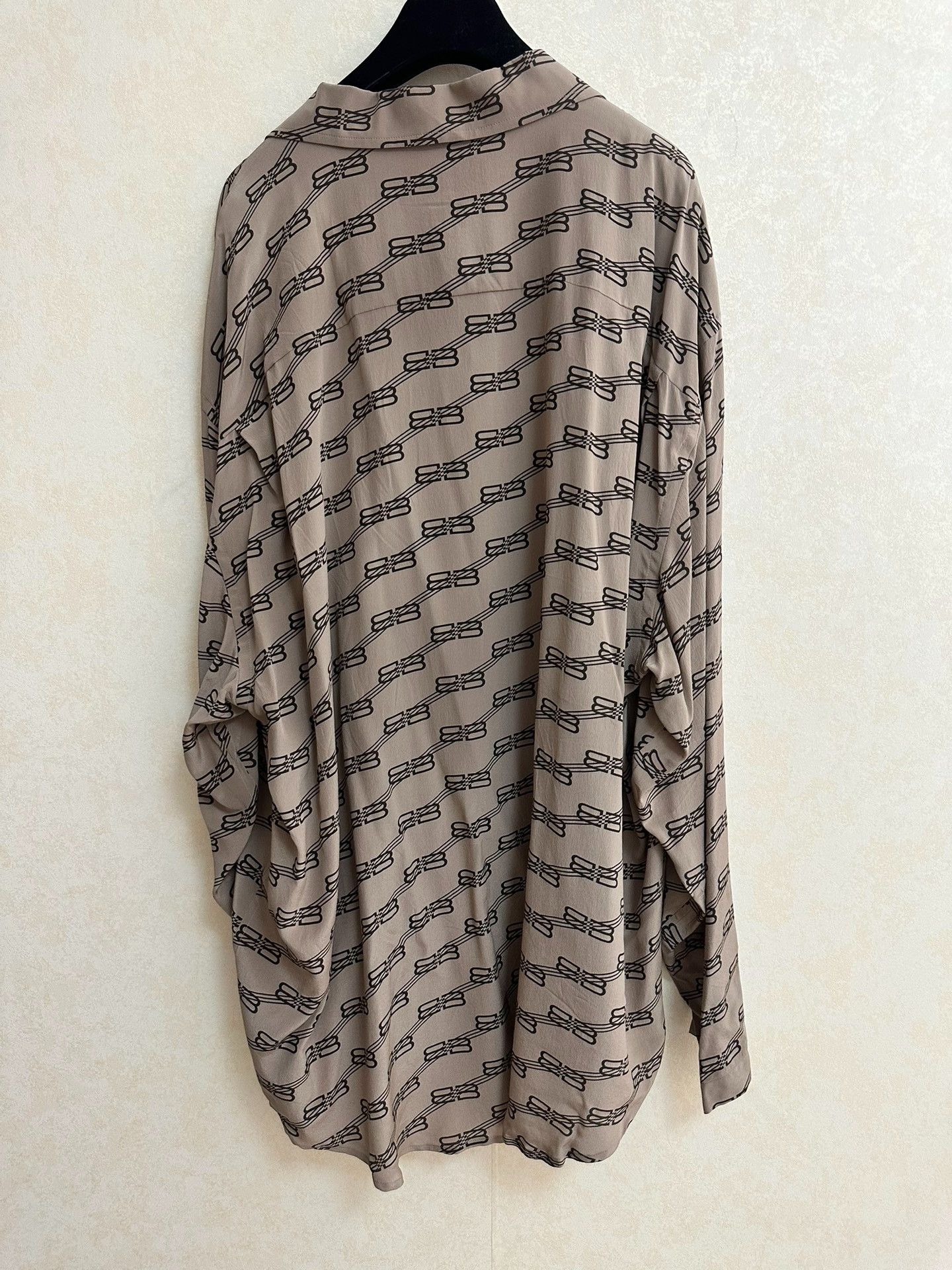 Balenciaga Balenciaga Double B Logo Silk Brown Shirt Size S / US 4 / IT 40 - 2 Thumbnail
