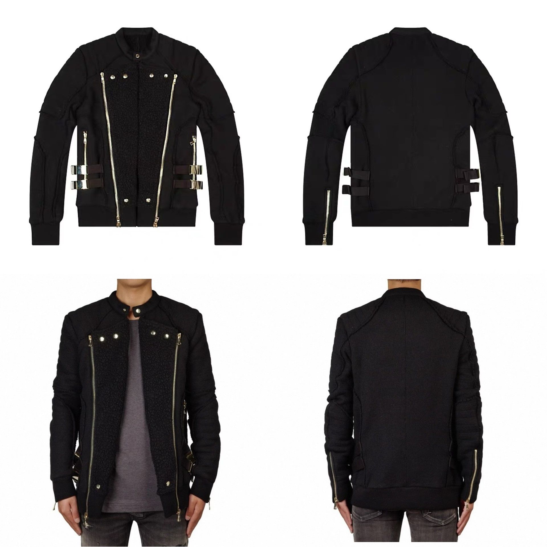 Balmain Balmain Gold Label Lamb Fur Zip Rivet Jacket Size US XL / EU 56 / 4 - 9 Thumbnail