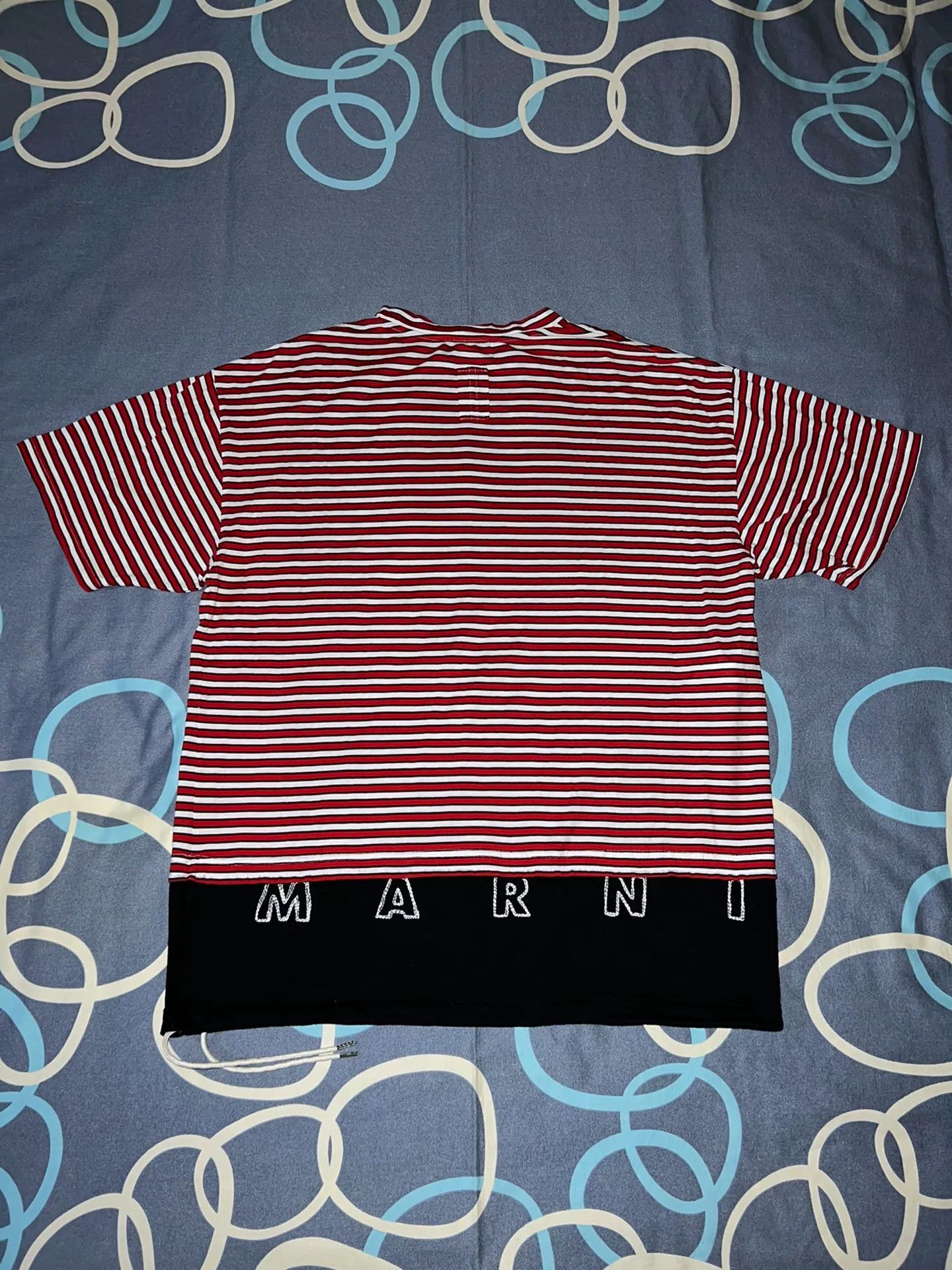 Marni Marni Red White Stripe Embroidered Slogan T-shirt Size US M / EU 48-50 / 2 - 2 Thumbnail