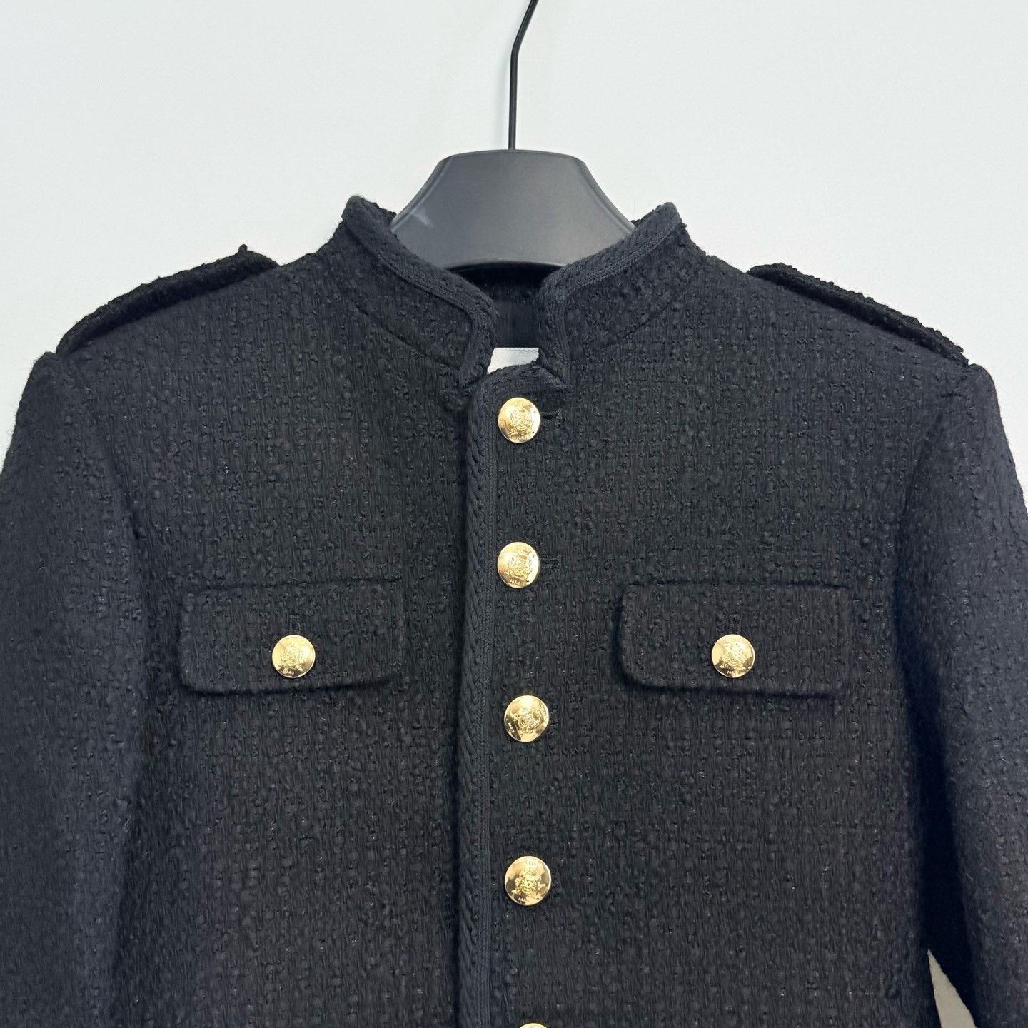 Celine Celine Tweed Gold Button Stand Collar Coat Size XXS / US 00 / IT 34 - 2 Thumbnail