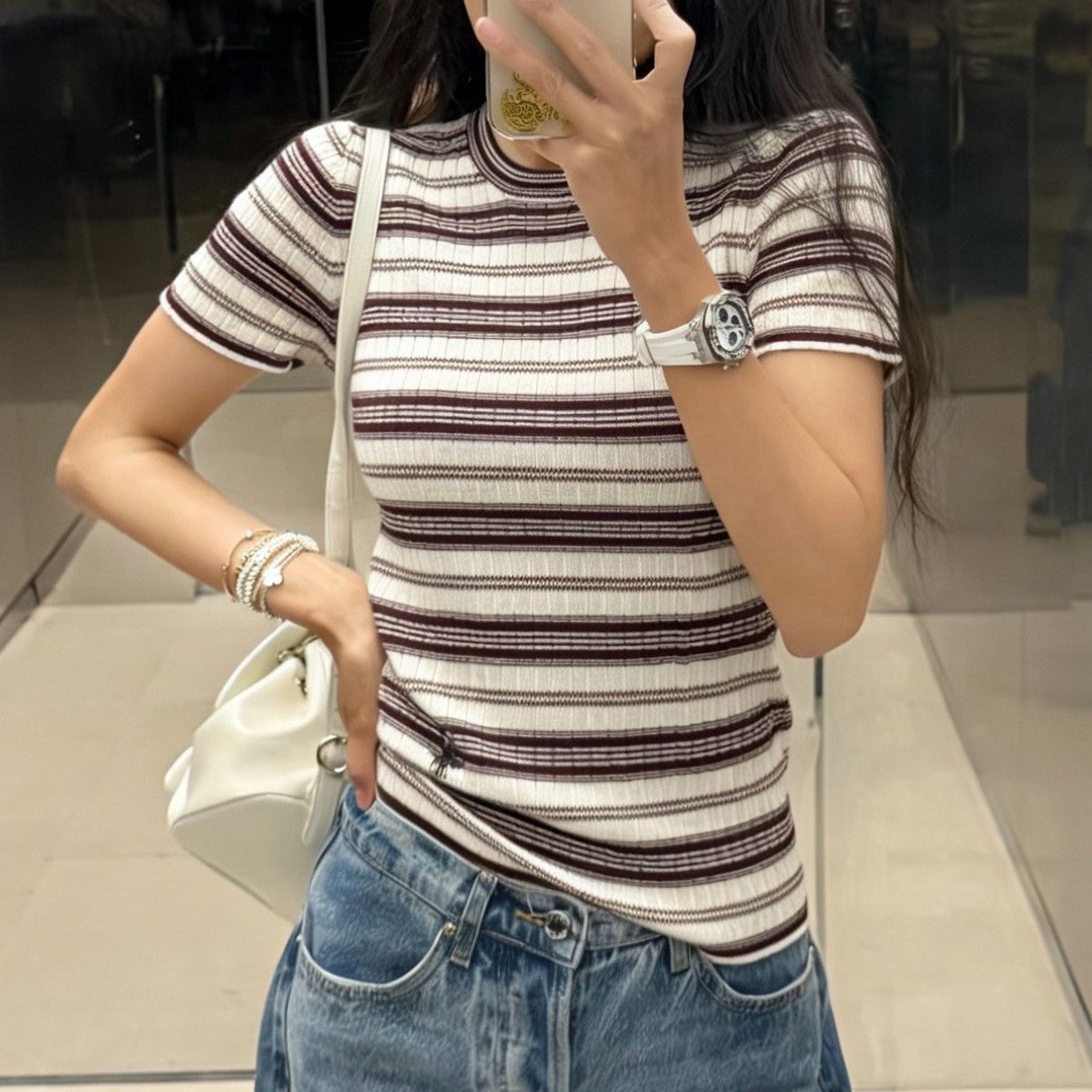 Dior Dior Stripe Ribbed Knit Short Sleeve Size S / US 4 / IT 40 - 8 Thumbnail