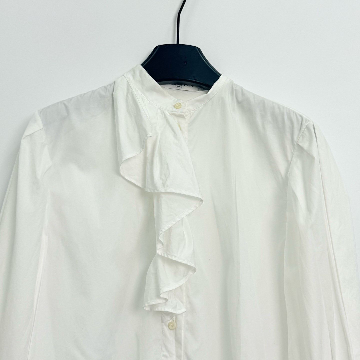 Dior Dior Solid Cotton Pleated Collar Shirt Size XS / US 0-2 / IT 36-38 - 2 Thumbnail