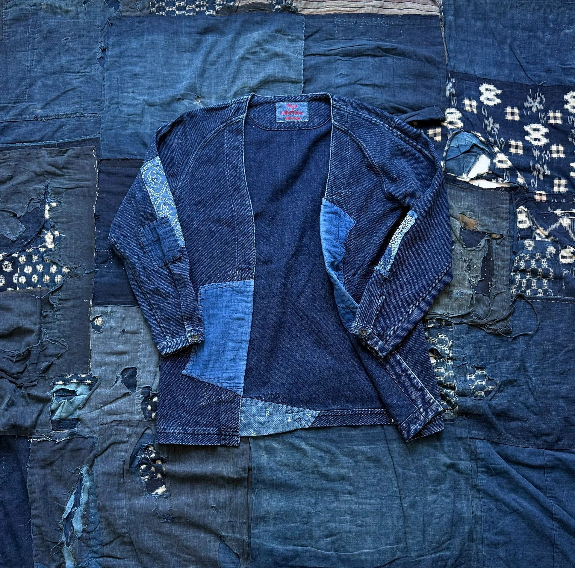 Soulive Soulive Setto Indigo Washed Patchwork Robe Size US M / EU 48-50 / 2 - 2 Thumbnail