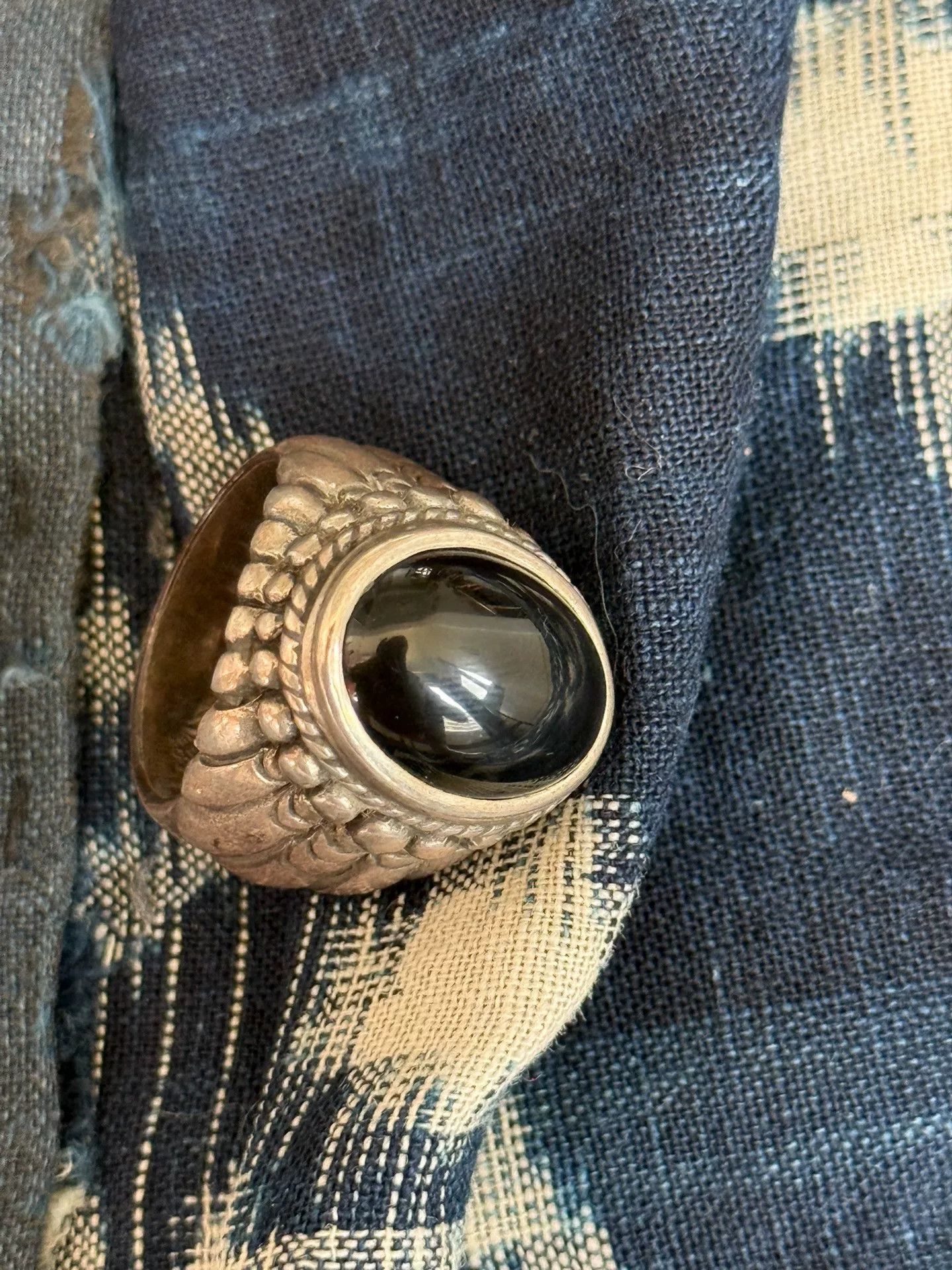 The Great Frog The Great Frog Handmade Silver Obsidian Ring Size ONE SIZE - 2 Thumbnail