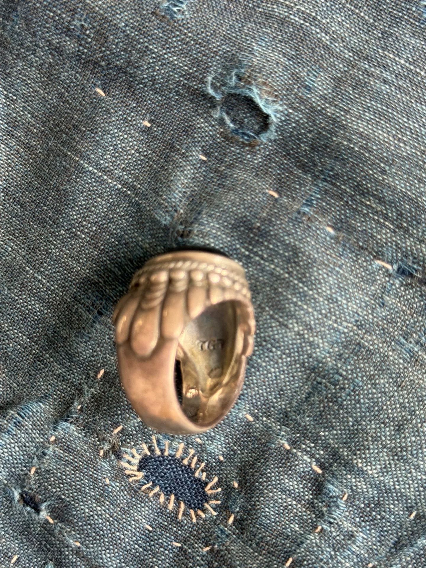 The Great Frog The Great Frog Handmade Silver Obsidian Ring Size ONE SIZE - 8 Thumbnail