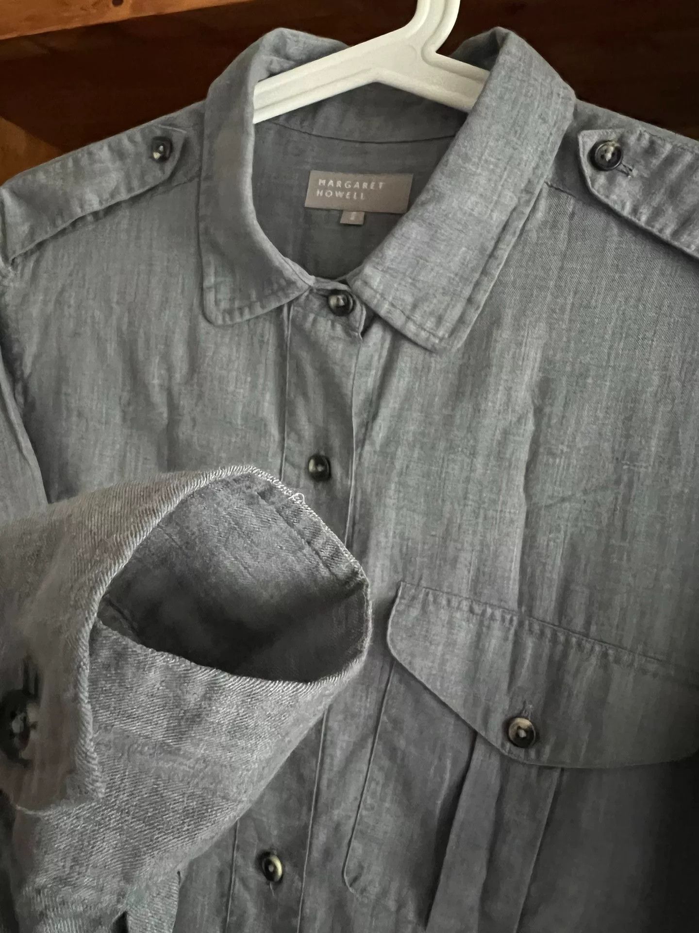 Margaret Howell Margaret Howell Gray Horn Button Work Shirt Size US M / EU 48-50 / 2 - 6 Thumbnail