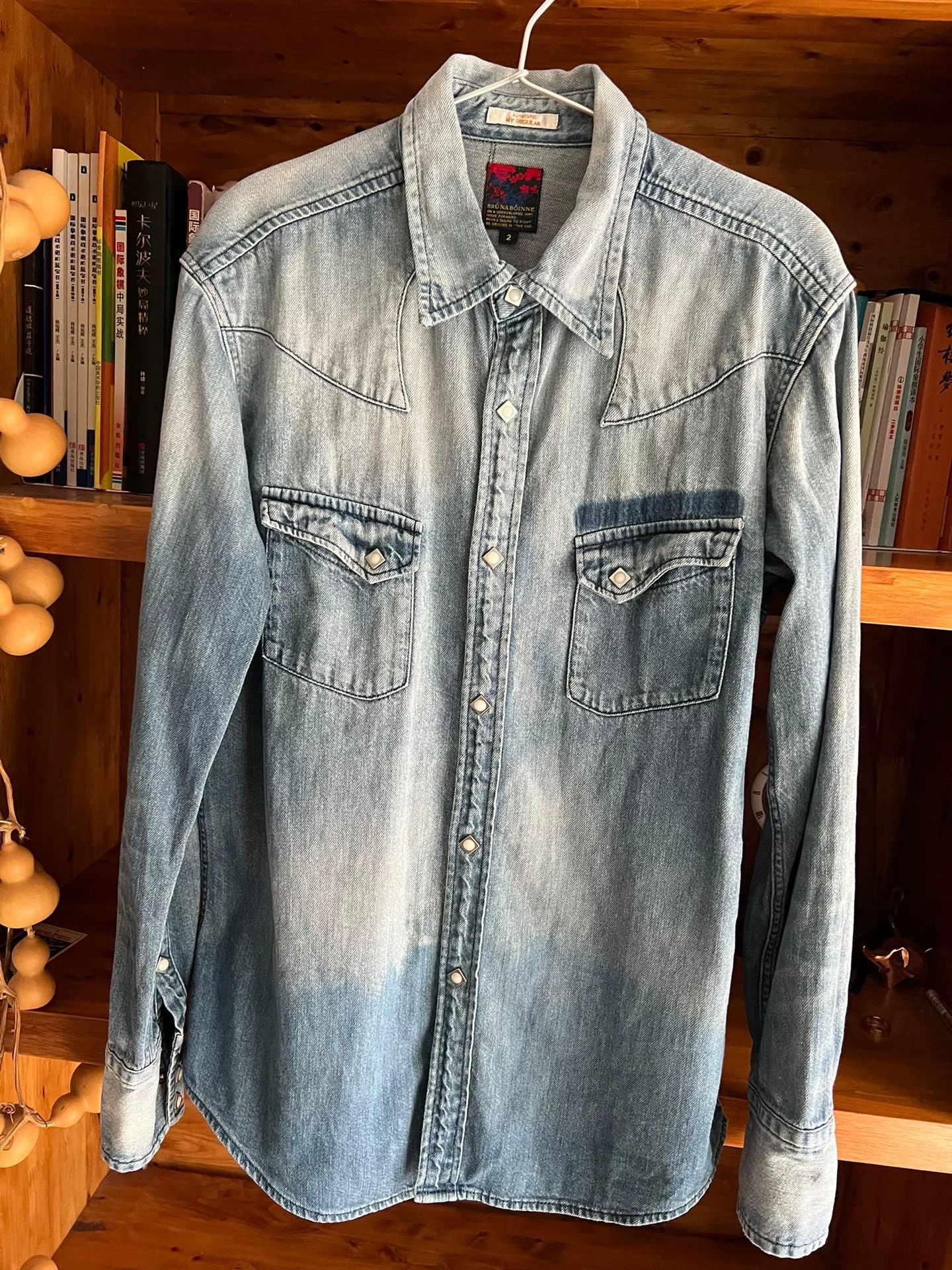 BRU NA BOINNE BRU NA BOINNE Washed Vintage Western Denim Shirt Size US L / EU 52-54 / 3 - 3 Thumbnail