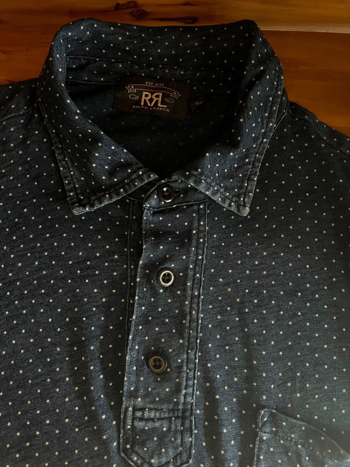 RRL Ralph Lauren RRL Indigo Polka Dot Short Sleeve Tee Size US L / EU 52-54 / 3 - 6 Thumbnail