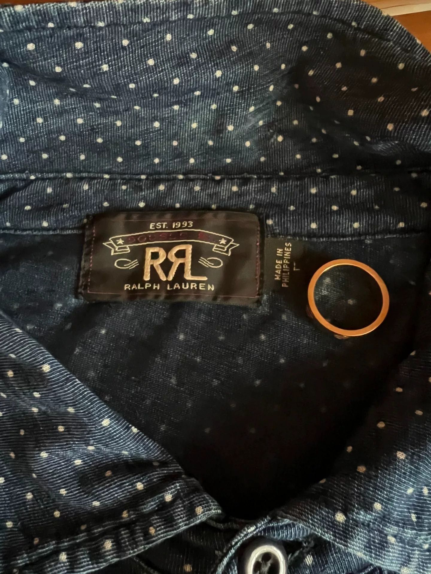 RRL Ralph Lauren RRL Indigo Polka Dot Short Sleeve Tee Size US L / EU 52-54 / 3 - 5 Thumbnail
