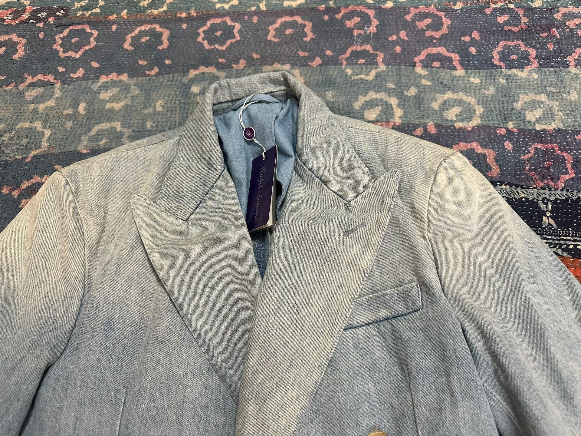 Ralph Lauren Purple Label Ralph Lauren Purple Label Distressed Denim Double-Breasted Suit Size US XS / EU 42 / 0 - 3 Thumbnail