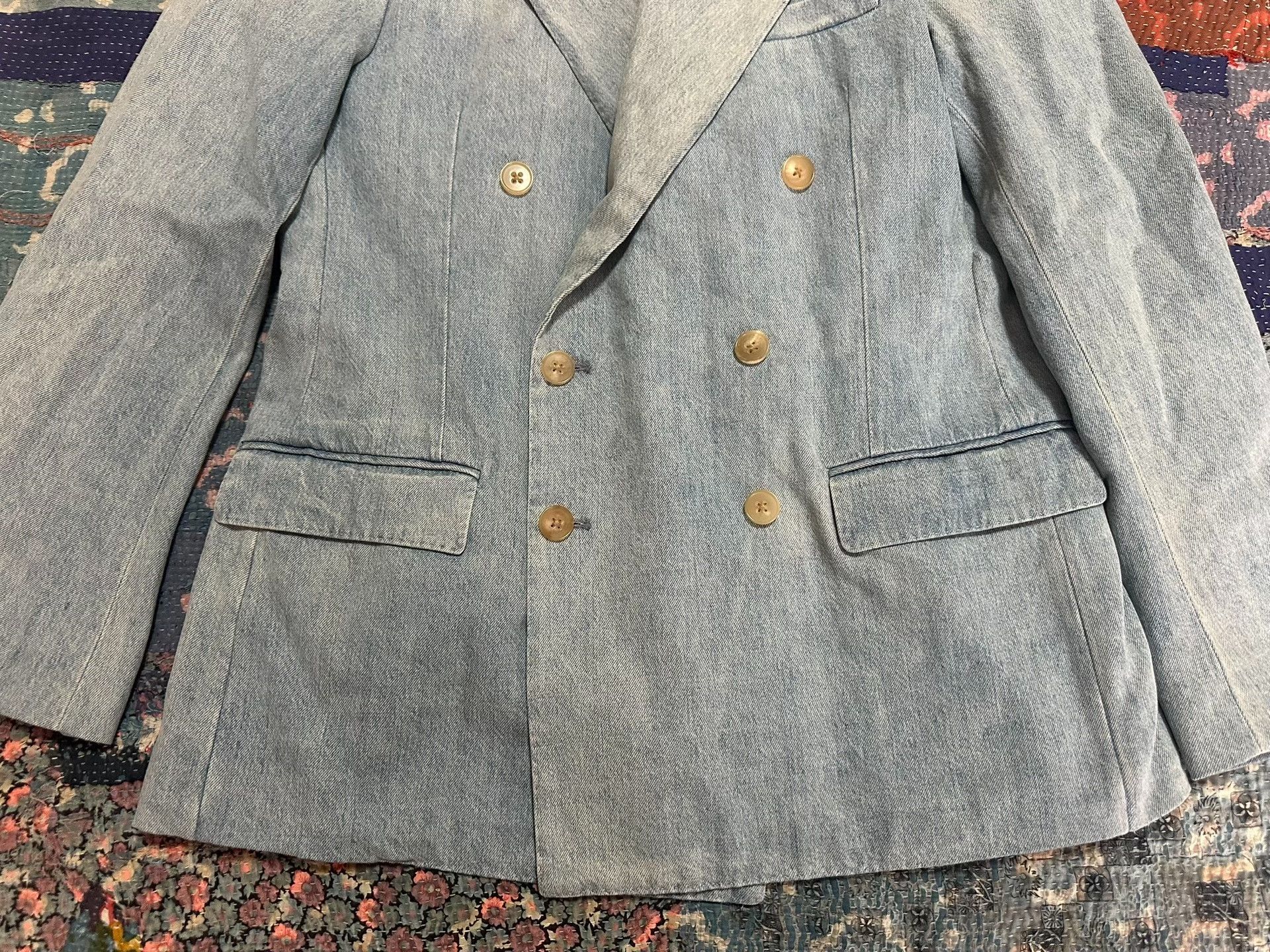 Ralph Lauren Purple Label Ralph Lauren Purple Label Distressed Denim Double-Breasted Suit Size US XS / EU 42 / 0 - 4 Thumbnail