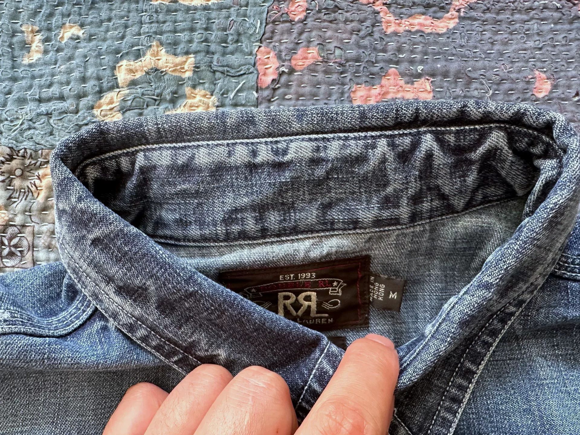 RRL Ralph Lauren RRL Distressed Denim Shirt Size US M / EU 48-50 / 2 - 3 Thumbnail