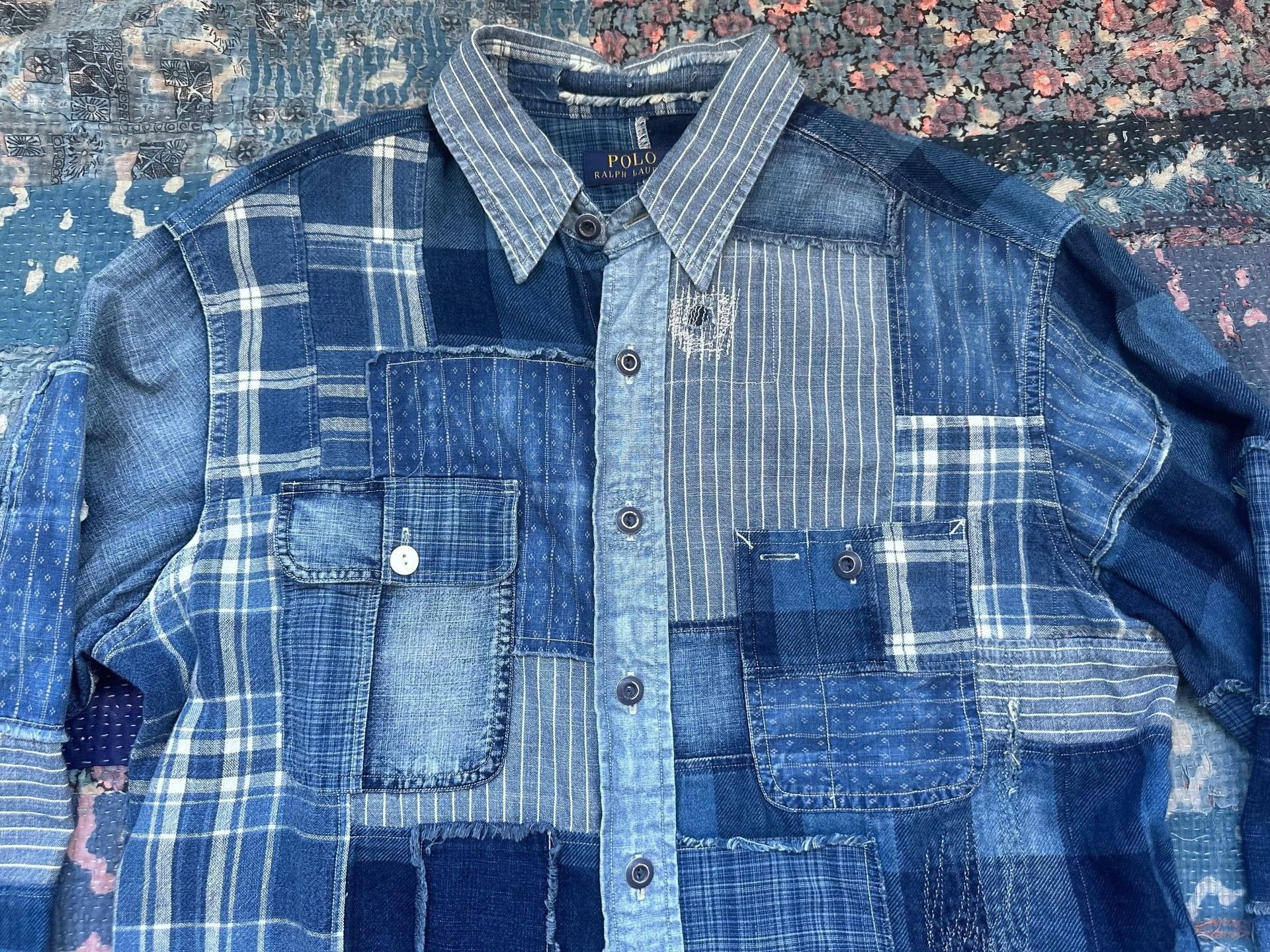 RRL Ralph Lauren Polo Ralph Lauren RRL Indigo Patchwork Shirt Size US M / EU 48-50 / 2 - 3 Thumbnail