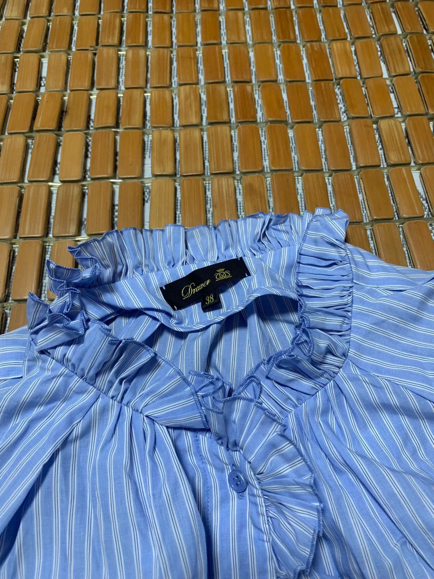 Vintage Ruched Collar Striped Shirt Size S / US 4 / IT 40 - 3 Thumbnail