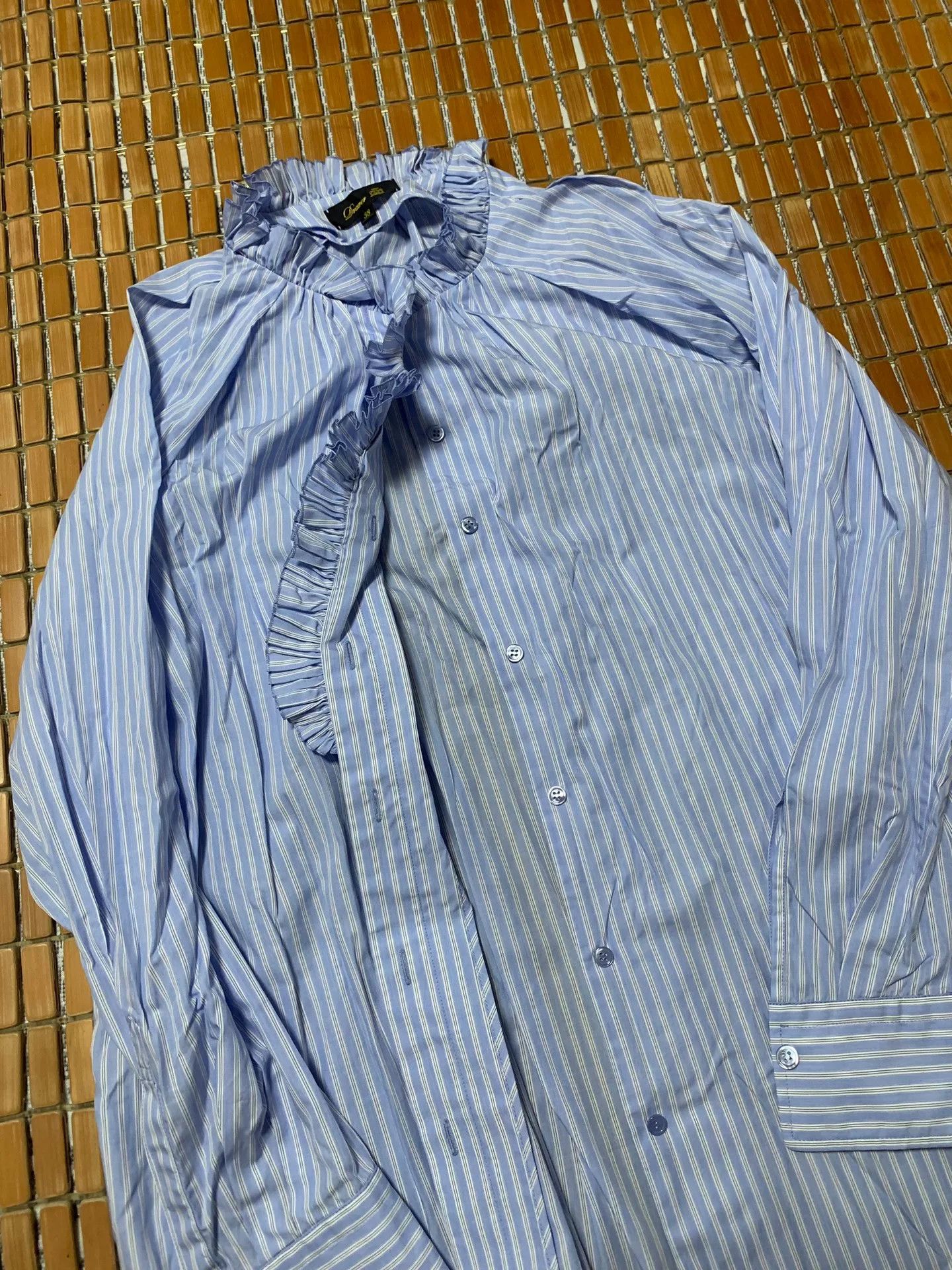 Vintage Ruched Collar Striped Shirt Size S / US 4 / IT 40 - 4 Thumbnail