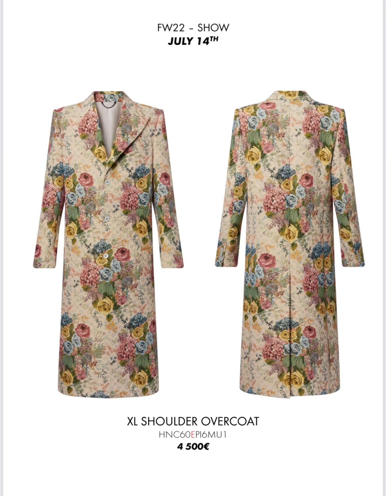 Louis Vuitton Louis Vuitton LV22FW Floral Monogram Wool Coat Size US M / EU 48-50 / 2 - 4 Thumbnail