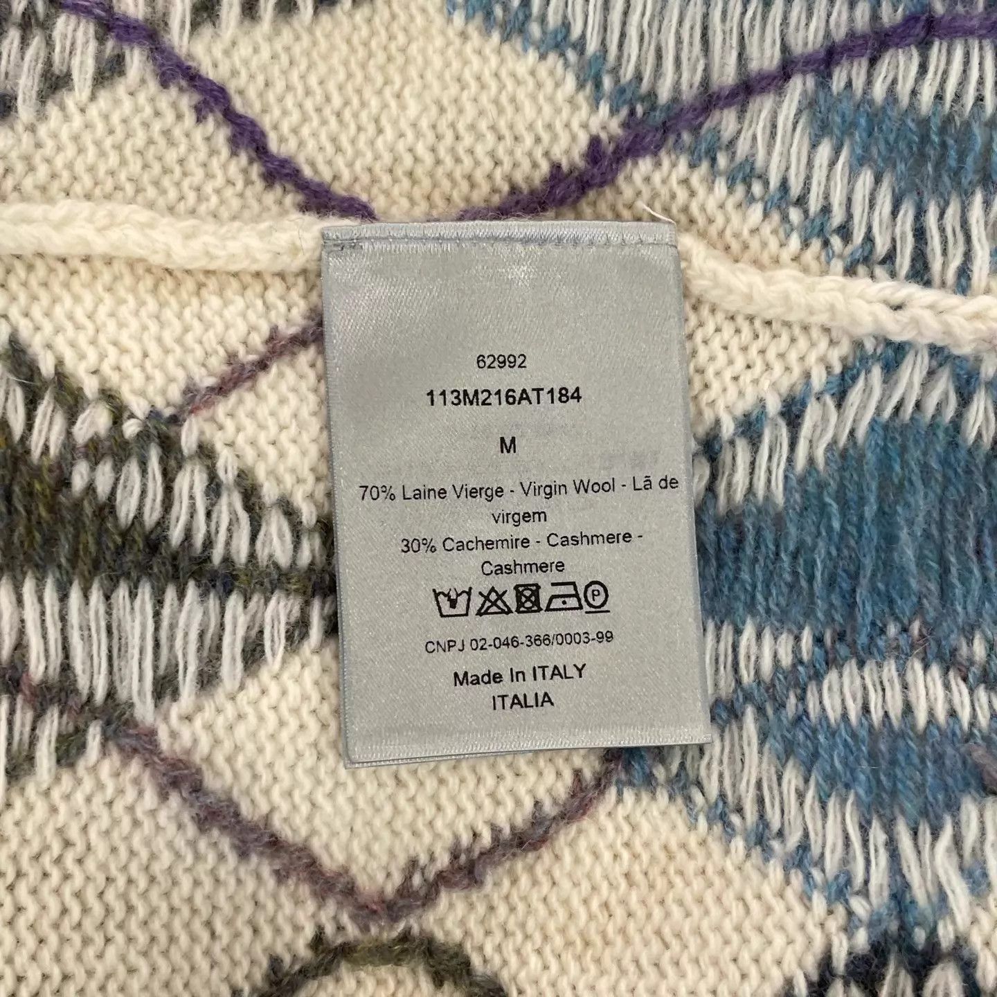 Dior Multi Diamond Pattern V-Neck Cardigan - Size M Size US M / EU 48-50 / 2 - 6 Thumbnail