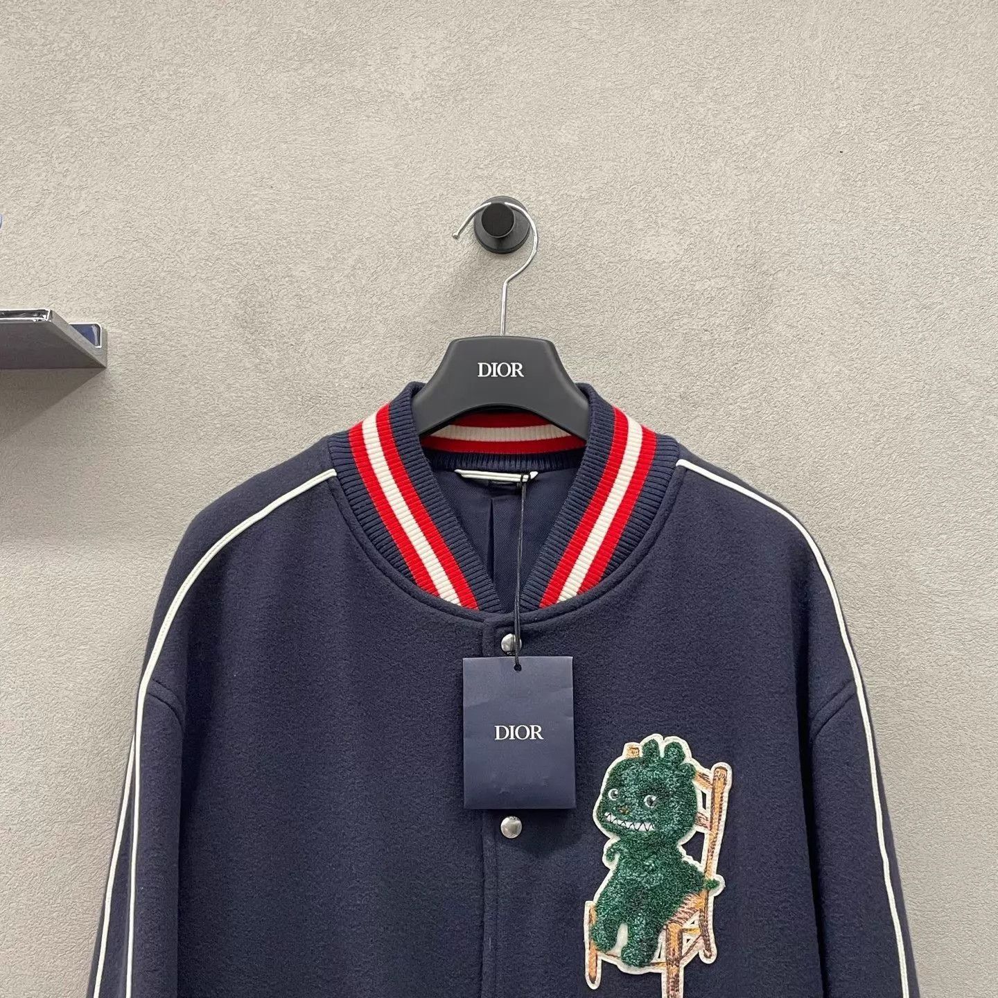 Dior Blue Varsity Bomber Jacket with Embroidered Patch Size US L / EU 52-54 / 3 - 4 Thumbnail