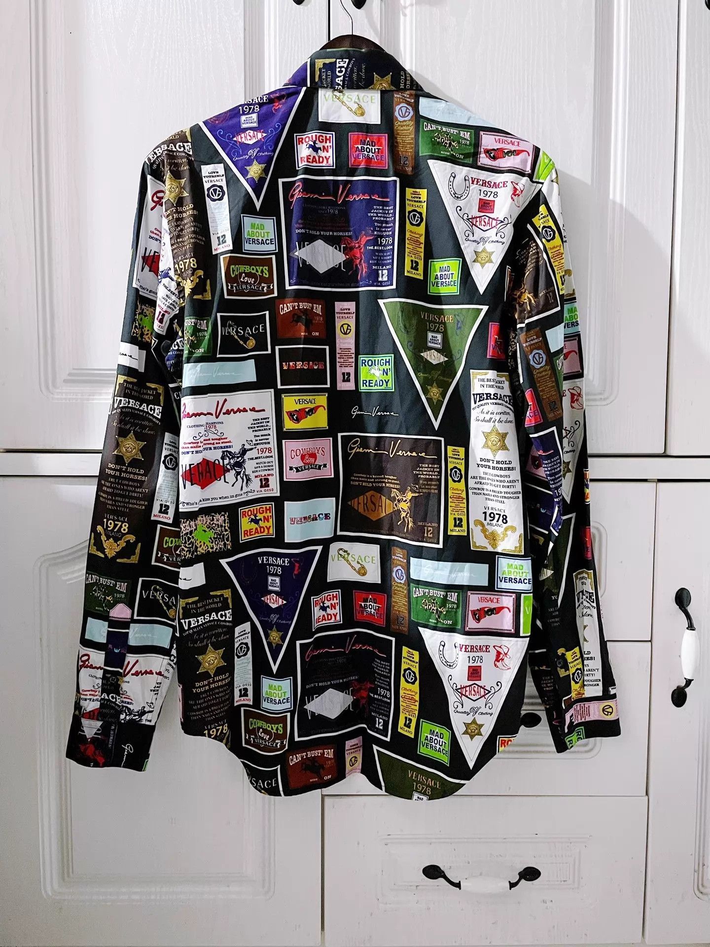 Versace Multi-Color Patchwork Long Sleeve Button-Up Shirt Size US M / EU 48-50 / 2 - 2 Thumbnail
