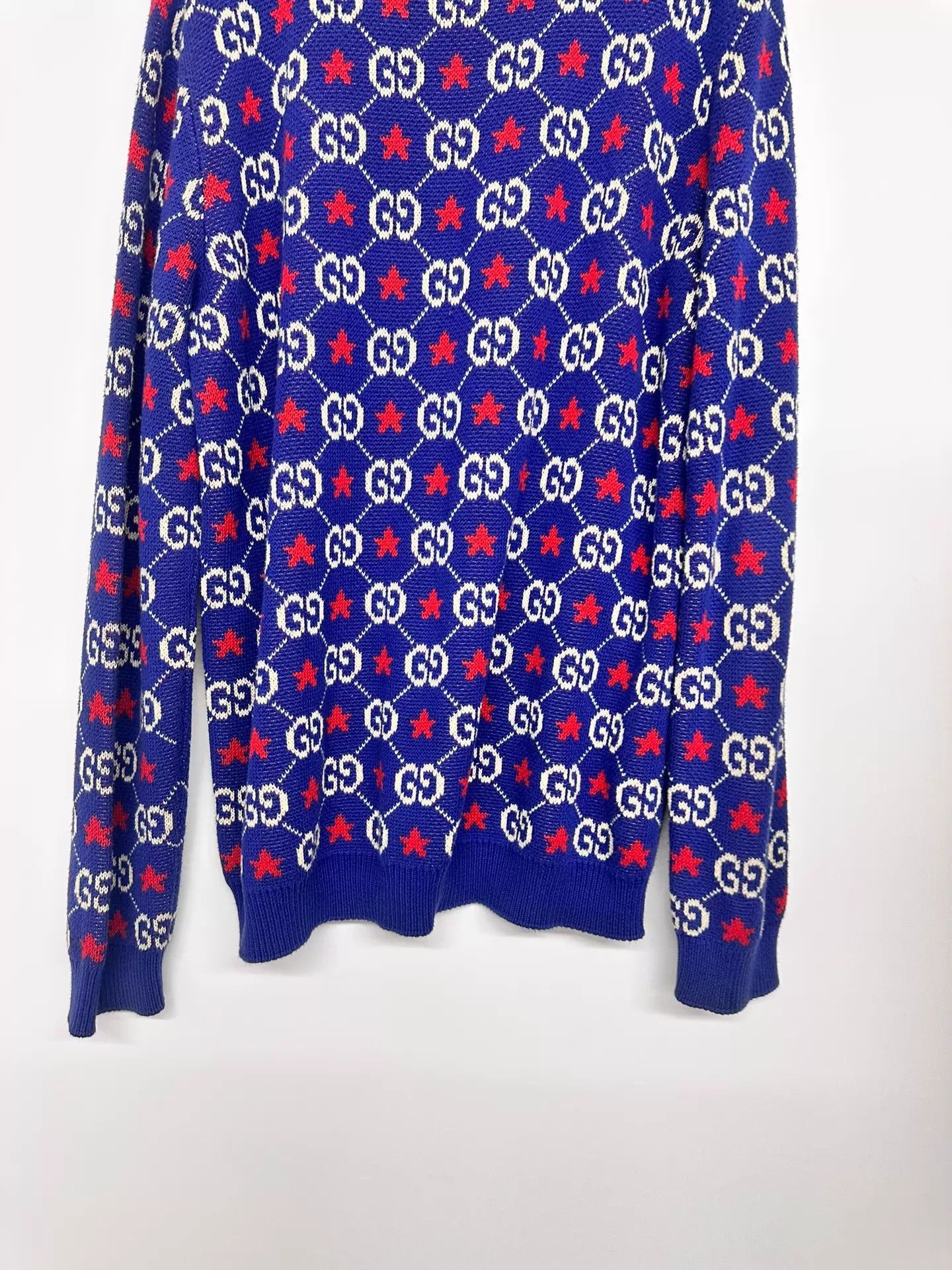 Gucci Blue Patterned Long Sleeve Sweater Size L Size US L / EU 52-54 / 3 - 3 Thumbnail