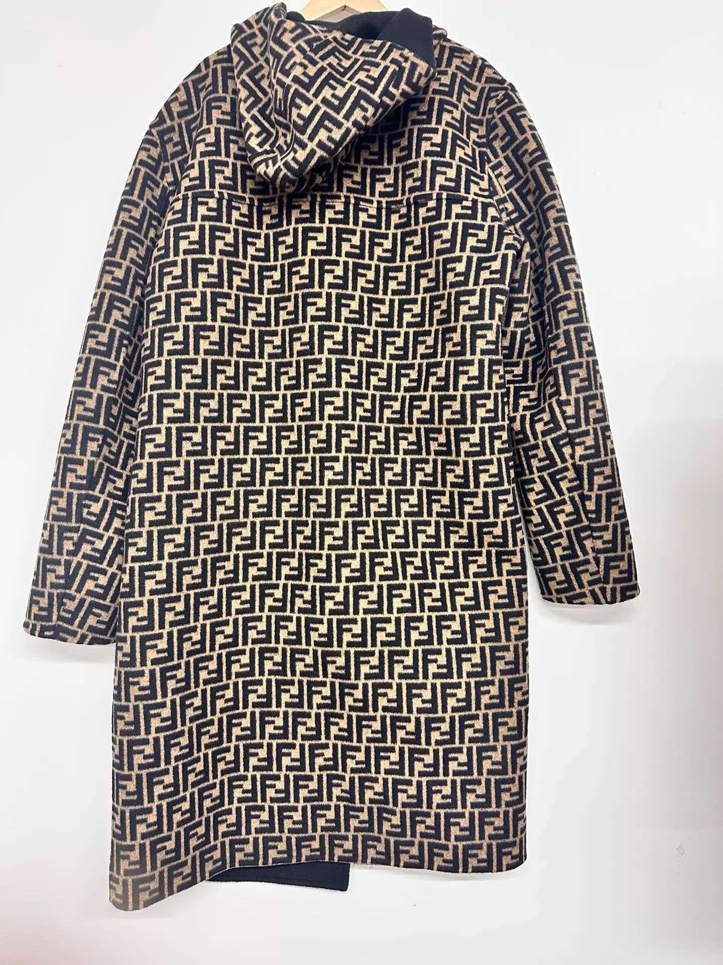 Fendi Brown Patterned Long Hooded Coat Size US S / EU 44-46 / 1 - 2 Thumbnail