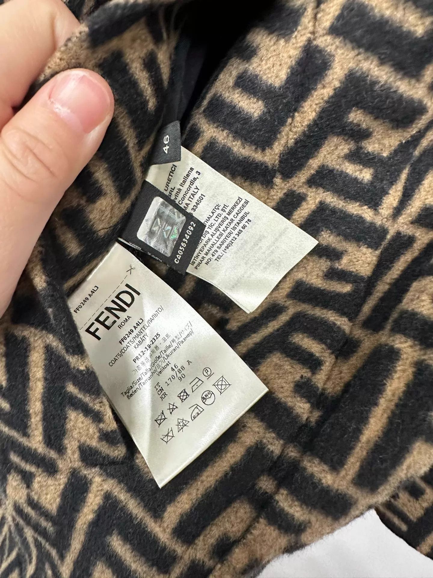 Fendi Brown Patterned Long Hooded Coat Size US S / EU 44-46 / 1 - 9 Thumbnail