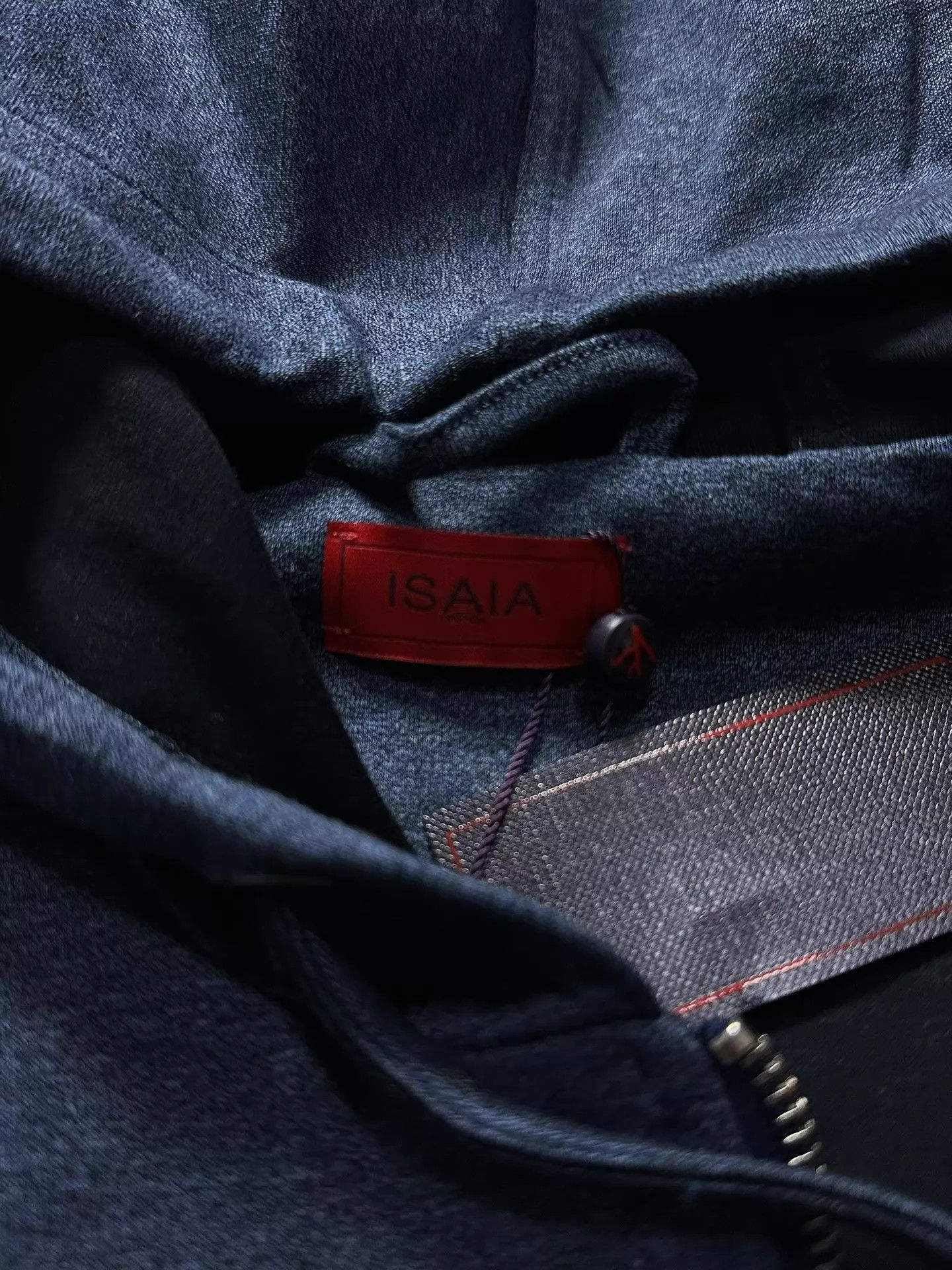 Isaia Blue Zip-Up Hoodie with Black Panel Size US S / EU 44-46 / 1 - 3 Thumbnail