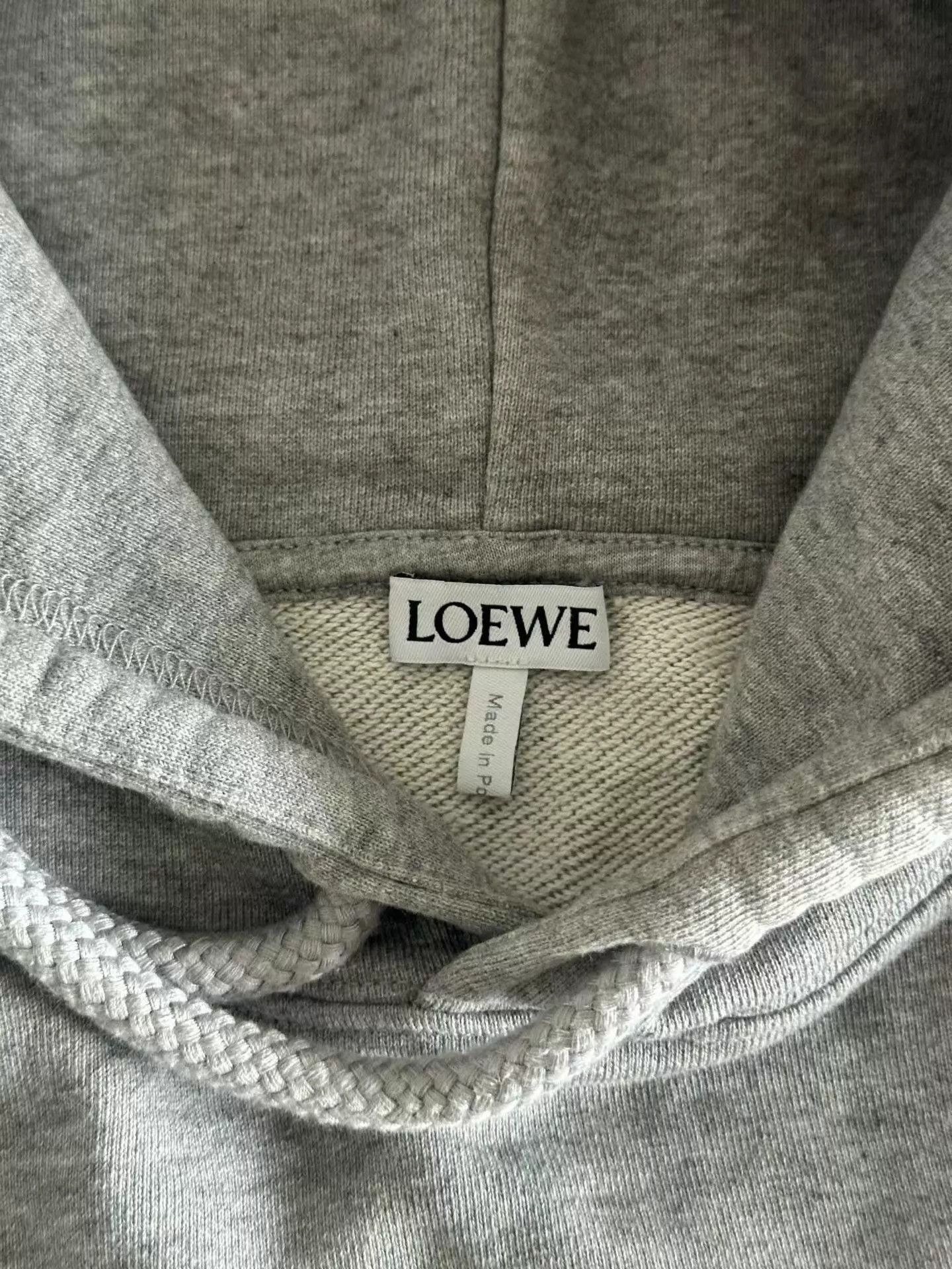 Loewe Gray Drawstring Hoodie with Front Patch Detail Size US M / EU 48-50 / 2 - 3 Thumbnail