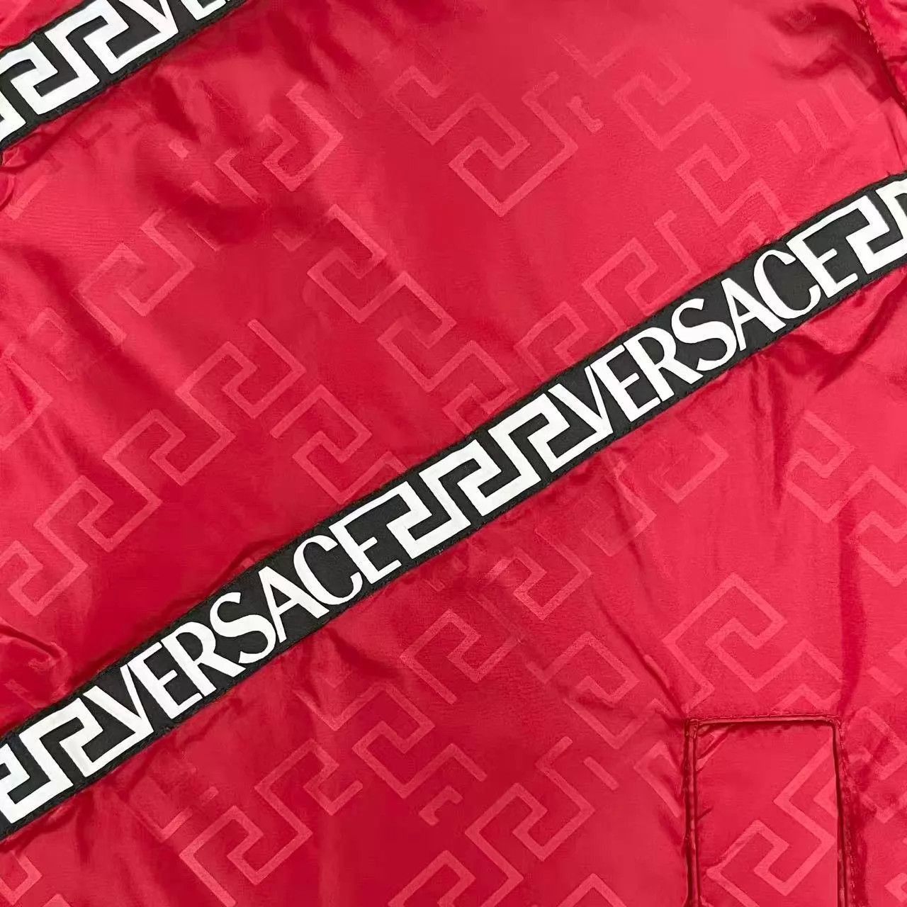 Versace Red Padded Jacket with Diagonal Stripes Size M Size US M / EU 48-50 / 2 - 5 Thumbnail