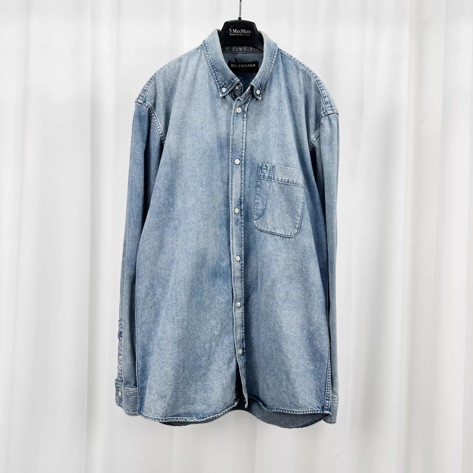 Balenciaga Blue Denim Long Sleeve Button-Up Shirt Size US S / EU 44-46 / 1 - 2 Thumbnail