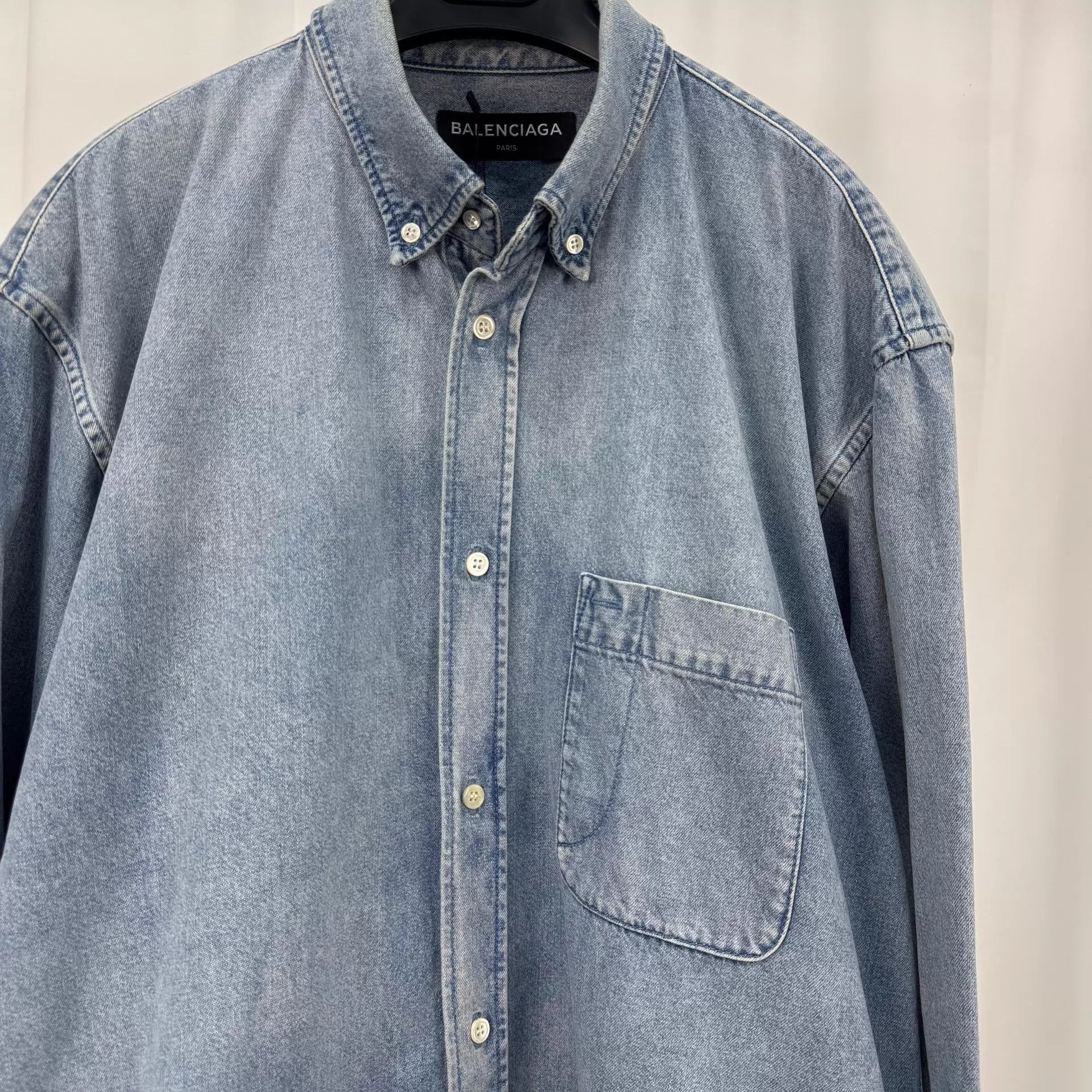 Balenciaga Blue Denim Long Sleeve Button-Up Shirt Size US S / EU 44-46 / 1 - 3 Thumbnail