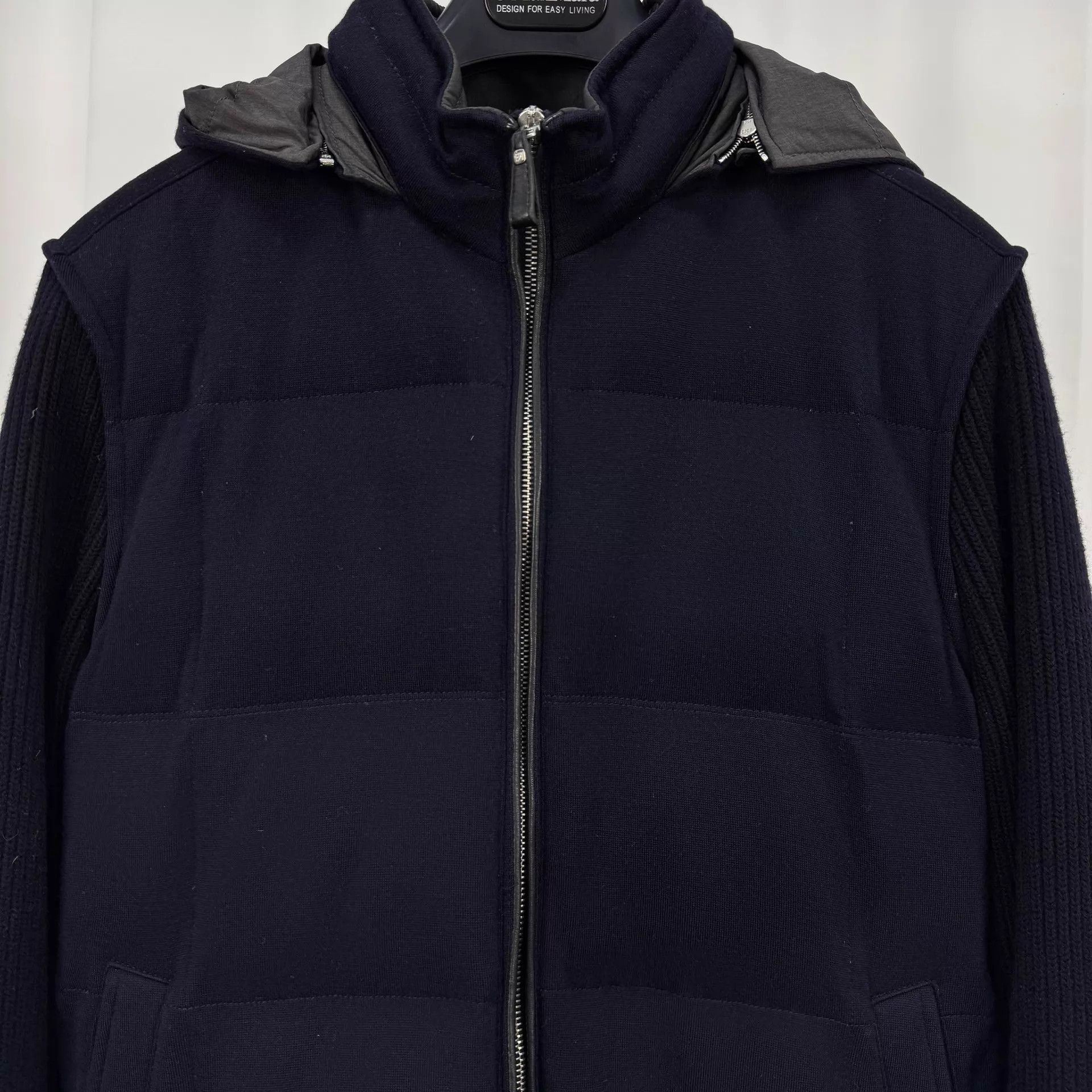 Ermenegildo Zegna Hooded Quilted Jacket with Knit Sleeves Size US M / EU 48-50 / 2 - 3 Thumbnail