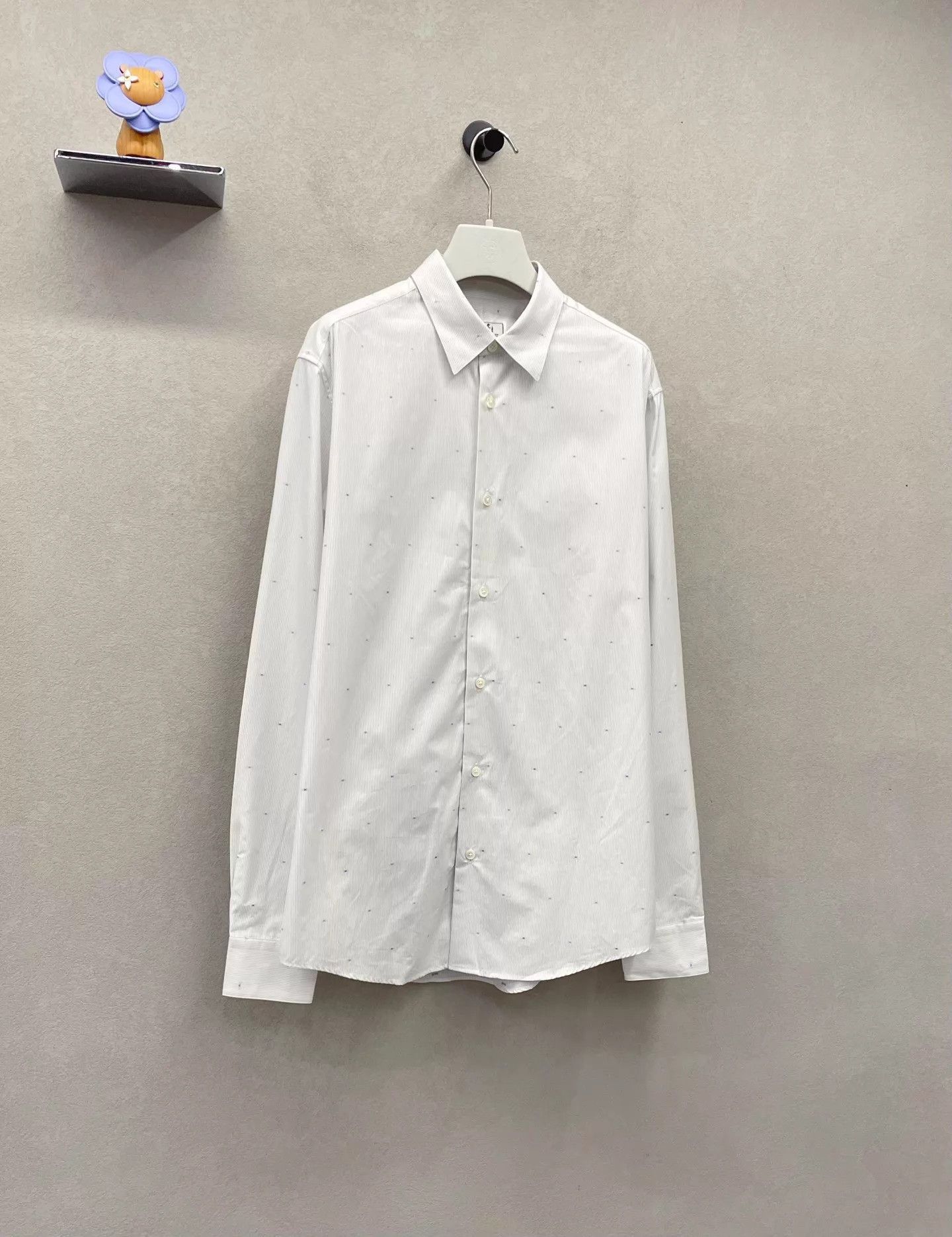 Hermes White Long Sleeve Button-Up Shirt with Dots Size US M / EU 48-50 / 2 - 3 Thumbnail