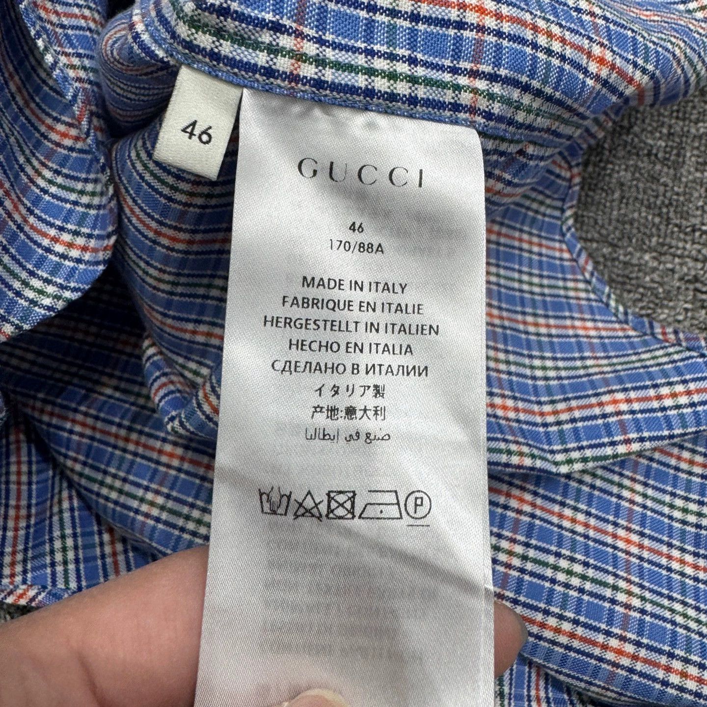 Gucci Blue Checkered Long Sleeve Button-Up Shirt Size US S / EU 44-46 / 1 - 4 Thumbnail