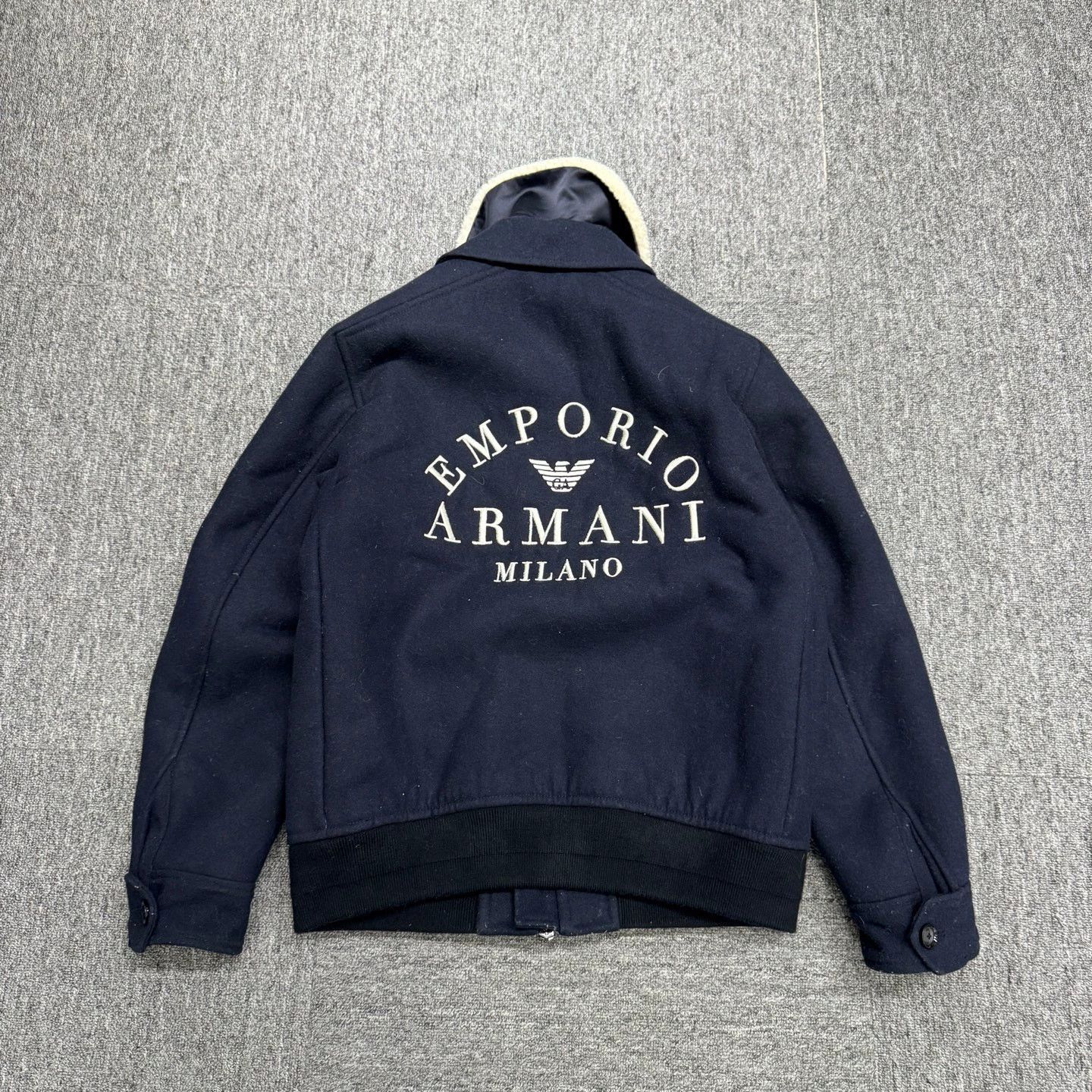 Emporio Armani Blue Faux Fur Collar Zip-Up Jacket Size US M / EU 48-50 / 2 - 4 Thumbnail