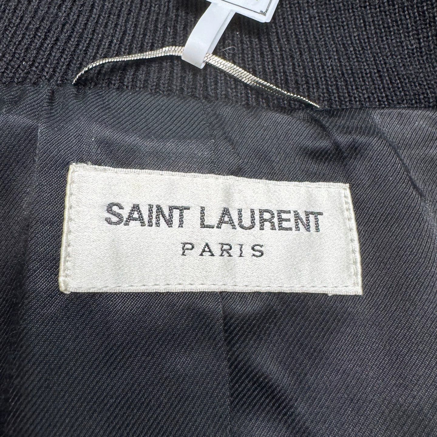Saint Laurent Paris Black Bomber Jacket with Leather Sleeves Size L Size US L / EU 52-54 / 3 - 2 Thumbnail