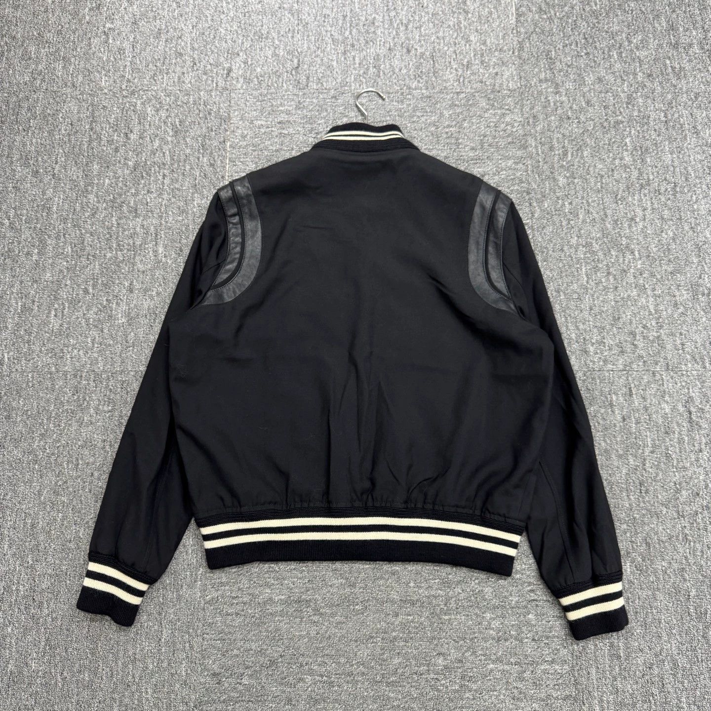 Saint Laurent Paris Black Bomber Jacket with Leather Sleeves Size L Size US L / EU 52-54 / 3 - 5 Thumbnail