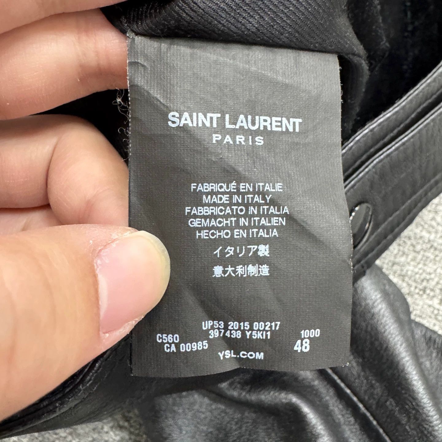 Saint Laurent Paris Black Leather Biker Jacket with Zip Accents Size US M / EU 48-50 / 2 - 3 Thumbnail