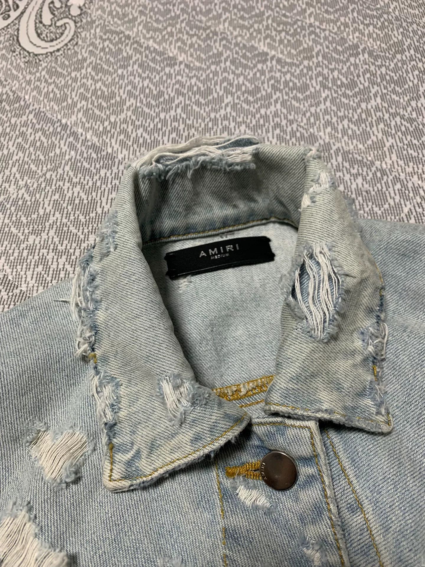 Amiri AMIRI Batwing Sleeve Distressed Denim Jacket Size M / US 6-8 / IT 42-44 - 3 Thumbnail