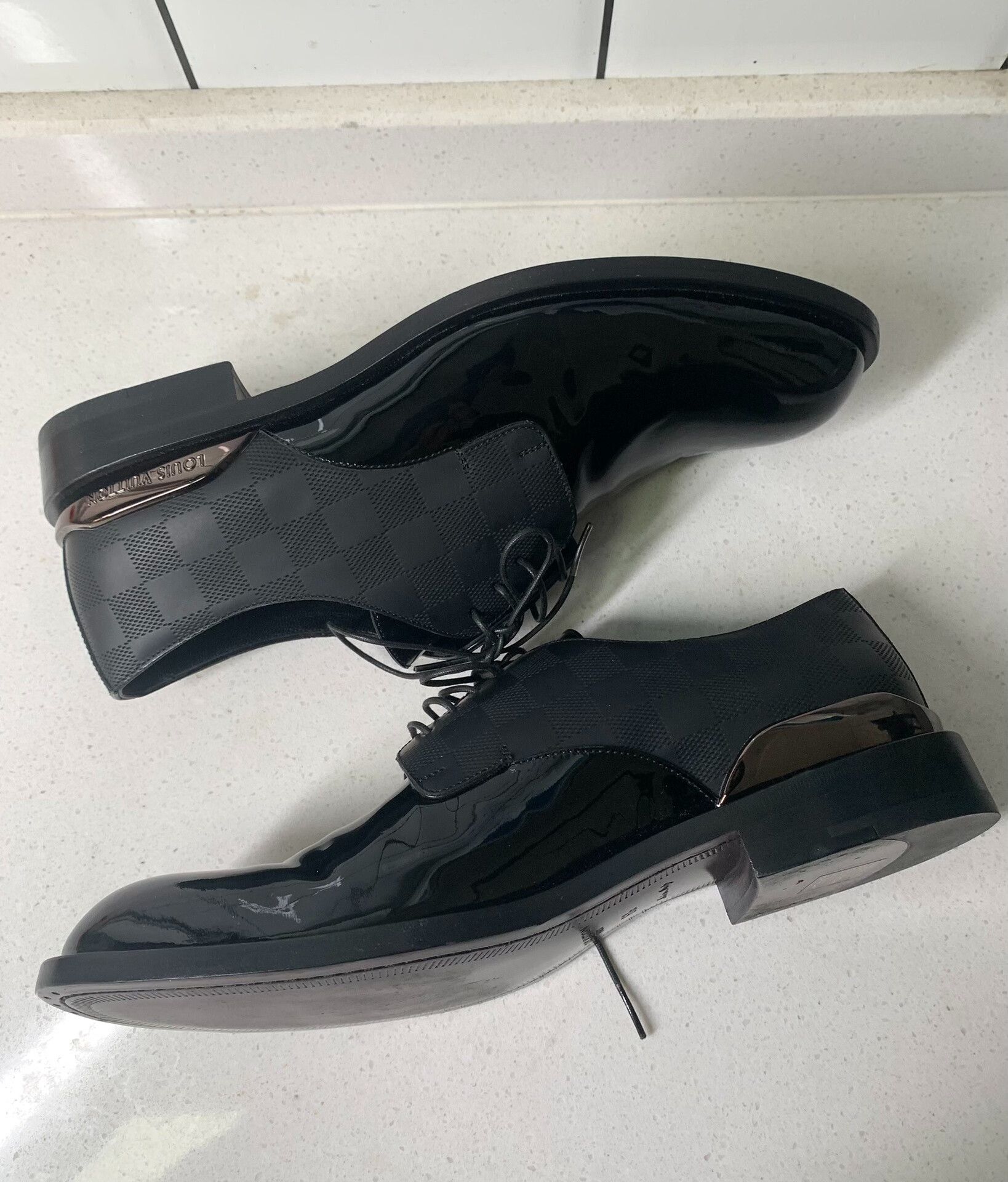 Louis Vuitton Louis Vuitton Damier Patent Leather Shoes Size US 6.5 / EU 39-40 - 4 Thumbnail