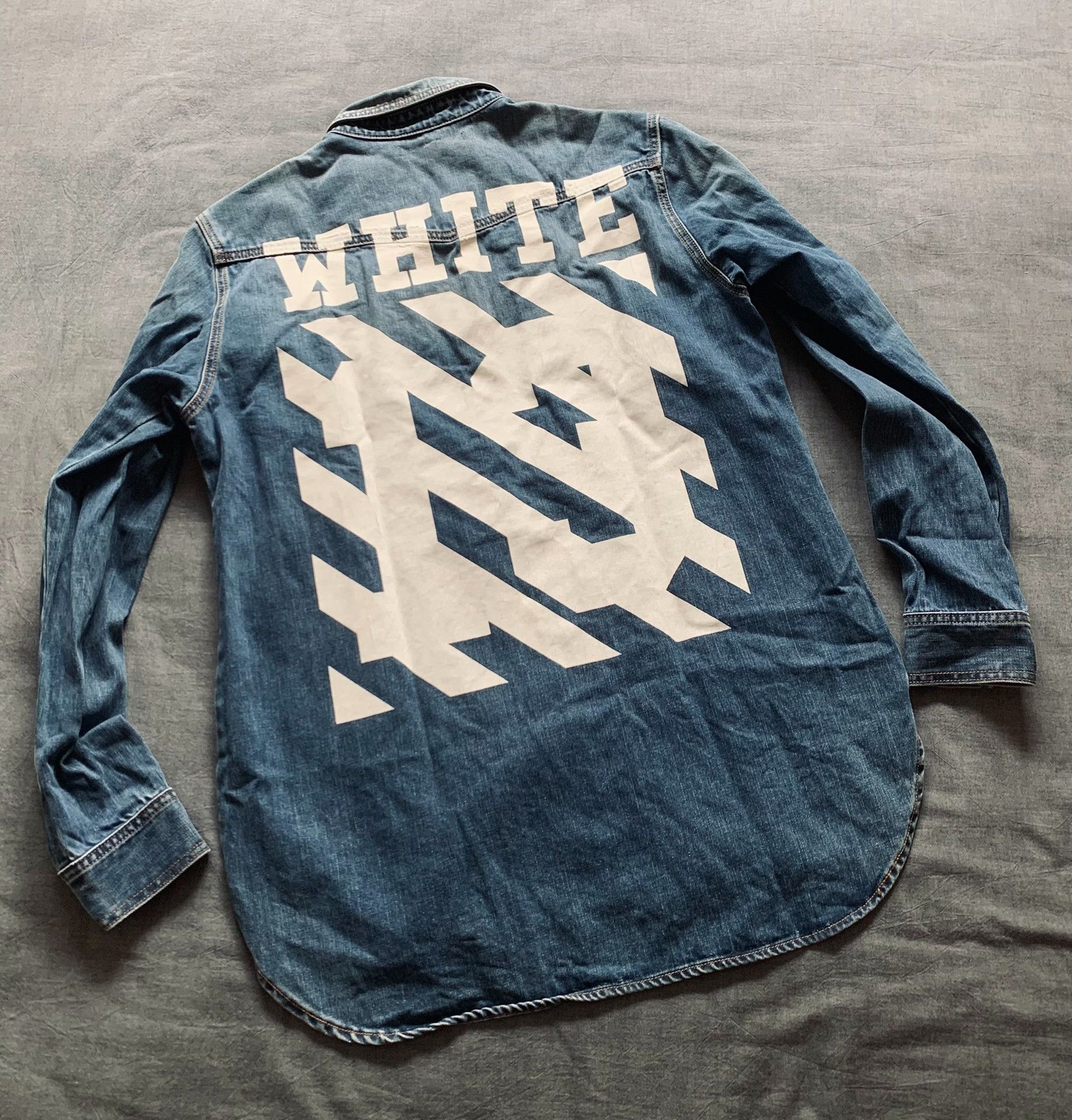 Off-White Off-White Curved Hem Washed Denim Jacket Size US L / EU 52-54 / 3 - 2 Thumbnail