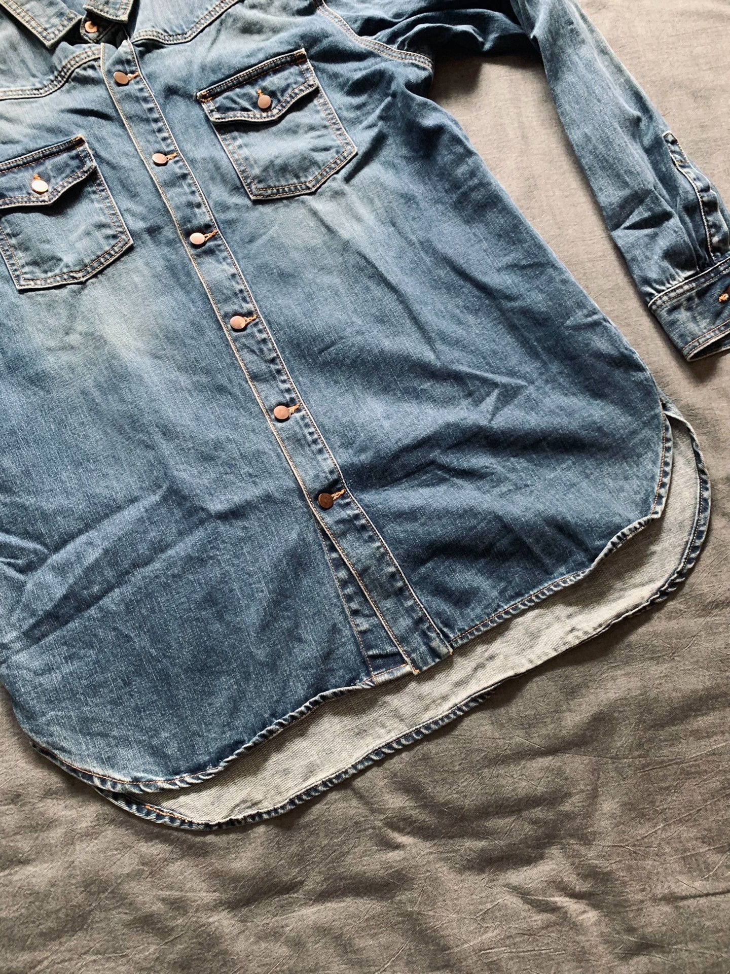 Off-White Off-White Curved Hem Washed Denim Jacket Size US L / EU 52-54 / 3 - 4 Thumbnail