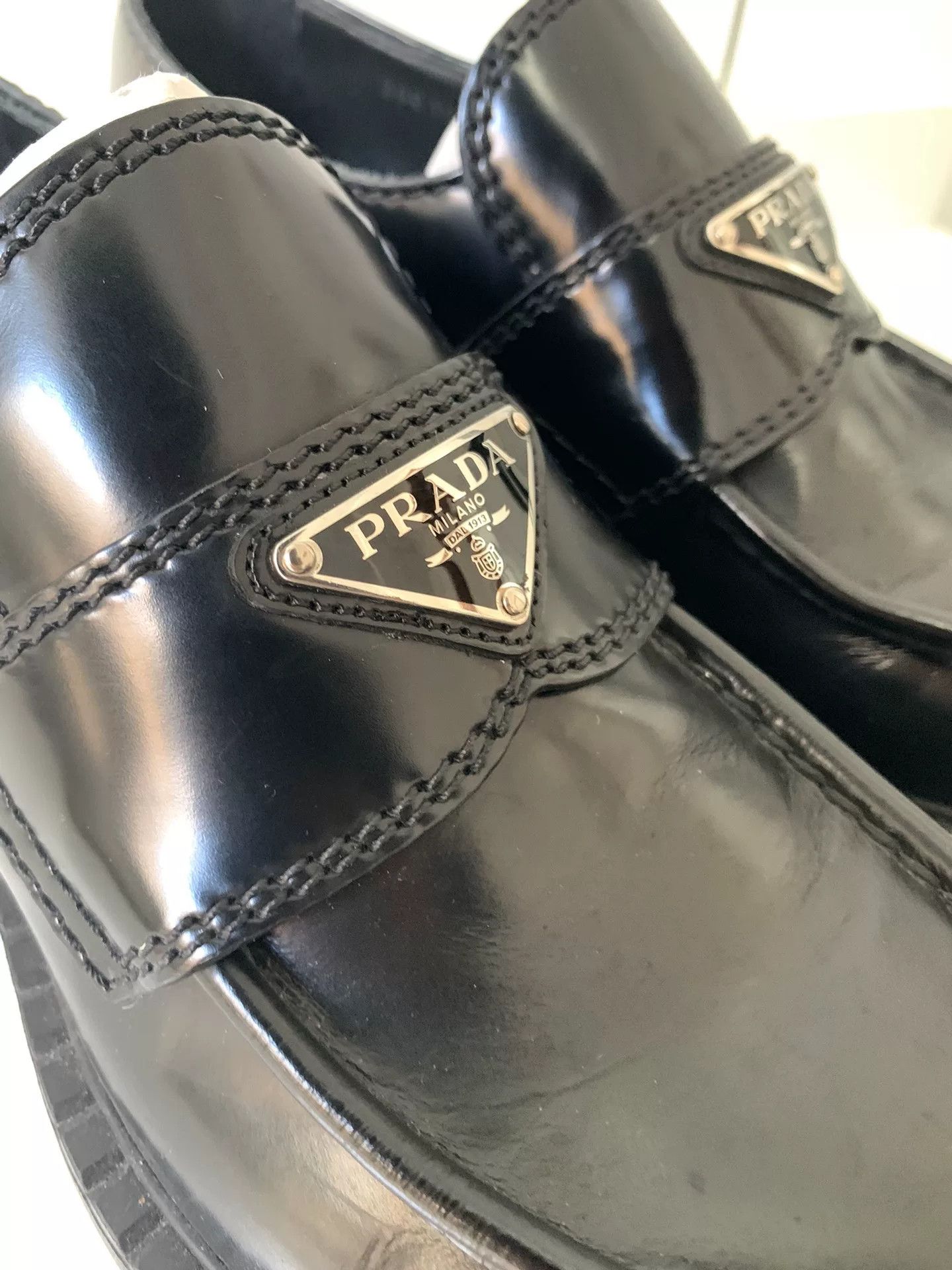 Prada Prada Metal Triangle Logo Loafers Size US 6 / EU 39 - 8 Thumbnail