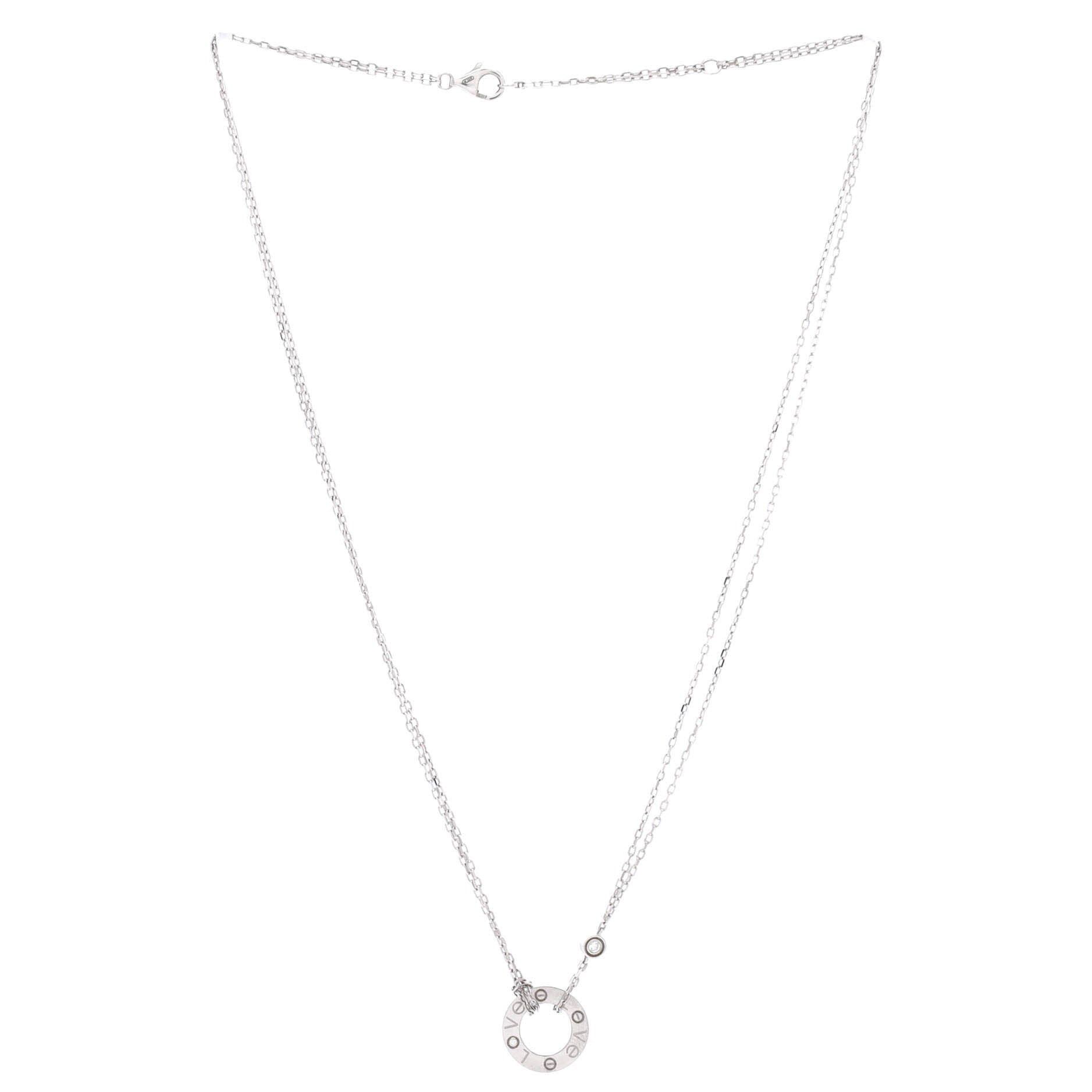 Cartier 2 Diamonds Love Pendant Necklace Size ONE SIZE - 3 Thumbnail