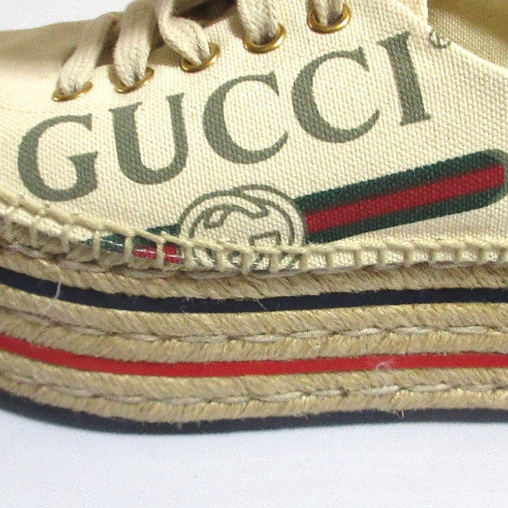 Gucci Gucci Gucci Logo Print Canvas Espadrille Platform Shoes Textile Shoes 525711 DUTY FREE for USA Size ONE SIZE - 8 Thumbnail