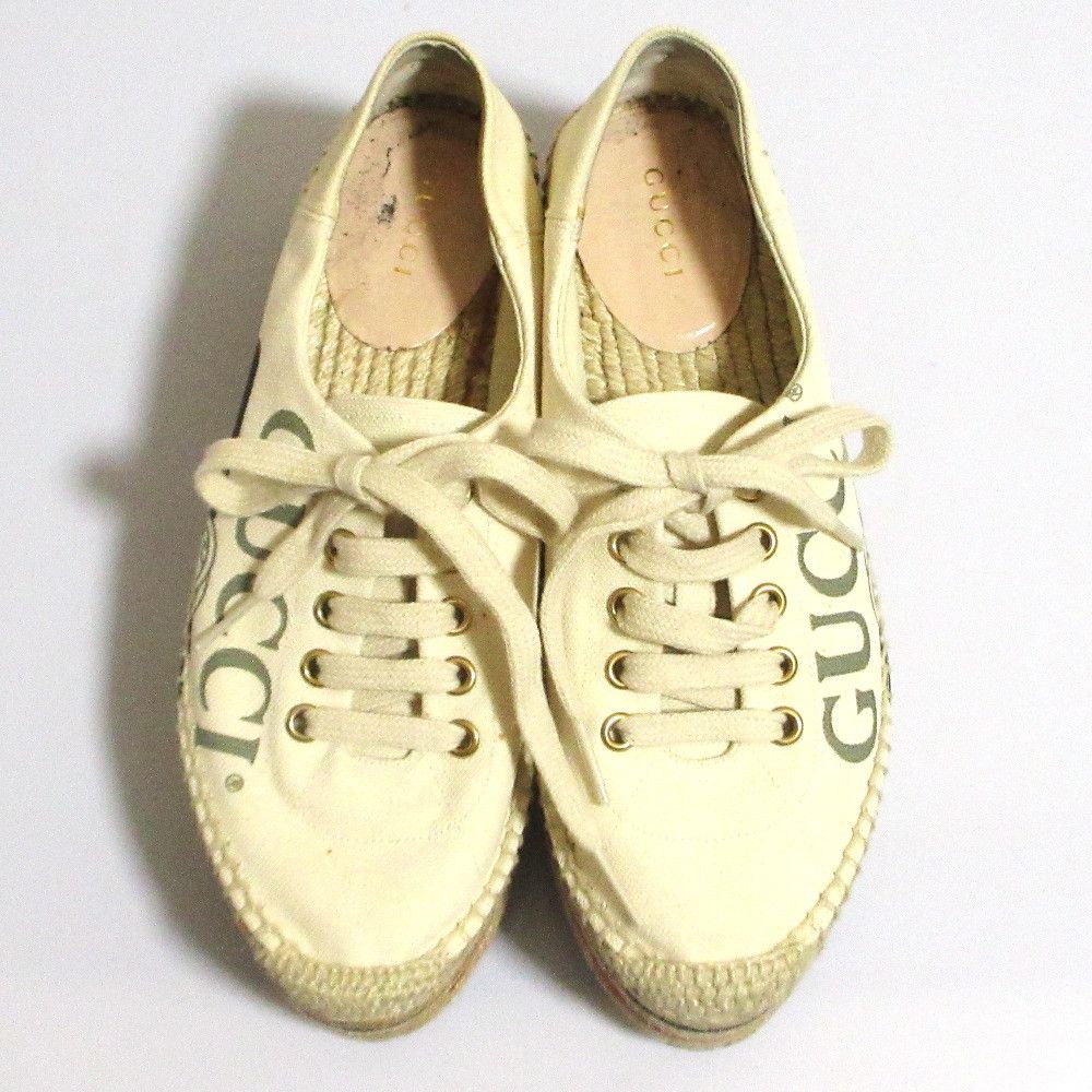 Gucci Gucci Gucci Logo Print Canvas Espadrille Platform Shoes Textile Shoes 525711 DUTY FREE for USA Size ONE SIZE - 6 Thumbnail