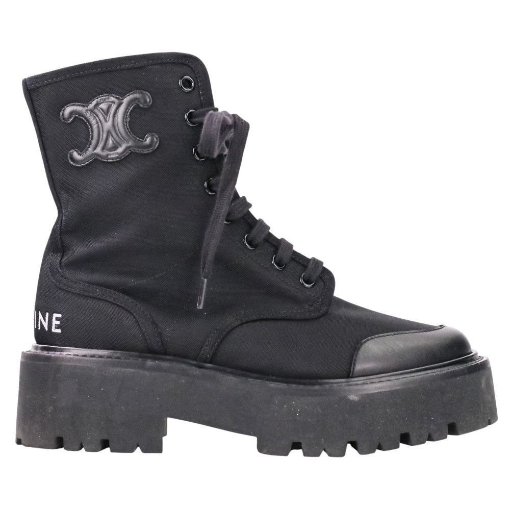 Celine Celine Celine Lace Up Nylon Canvas Leather Boots Textile Shoes DUTY FREE for USA Size ONE SIZE - 4 Thumbnail