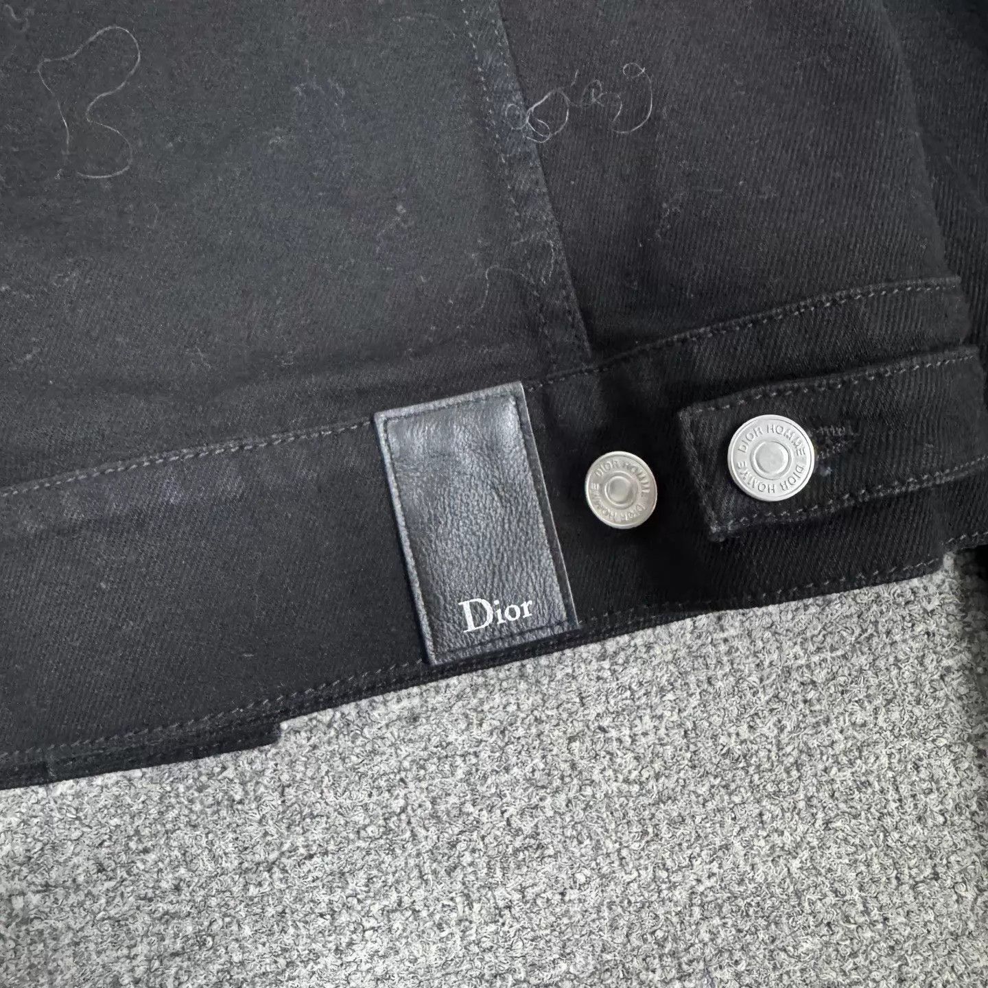 Dior Black Denim Jacket with Embroidered Sleeve - XS Size US XS / EU 42 / 0 - 7 Thumbnail