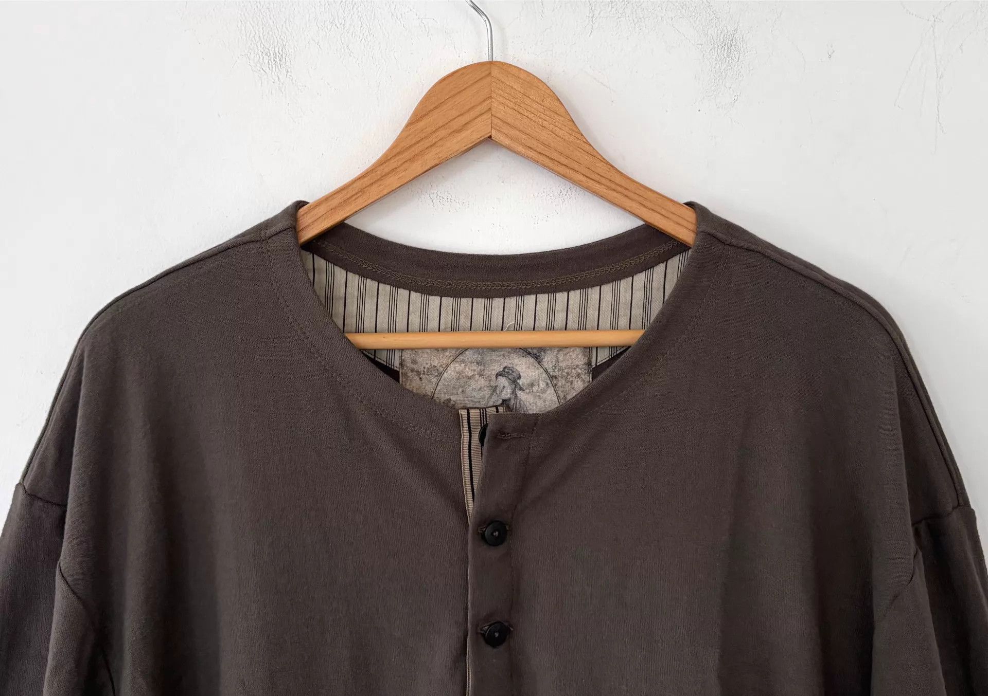 Ziggy Chen Brown Long Sleeve Henley Shirt Size US M / EU 48-50 / 2 - 3 Thumbnail