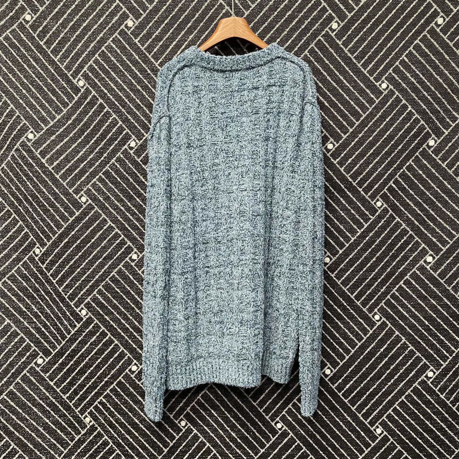 Maison Margiela Blue Textured Knit Long Sleeve Sweater Size US M / EU 48-50 / 2 - 2 Thumbnail